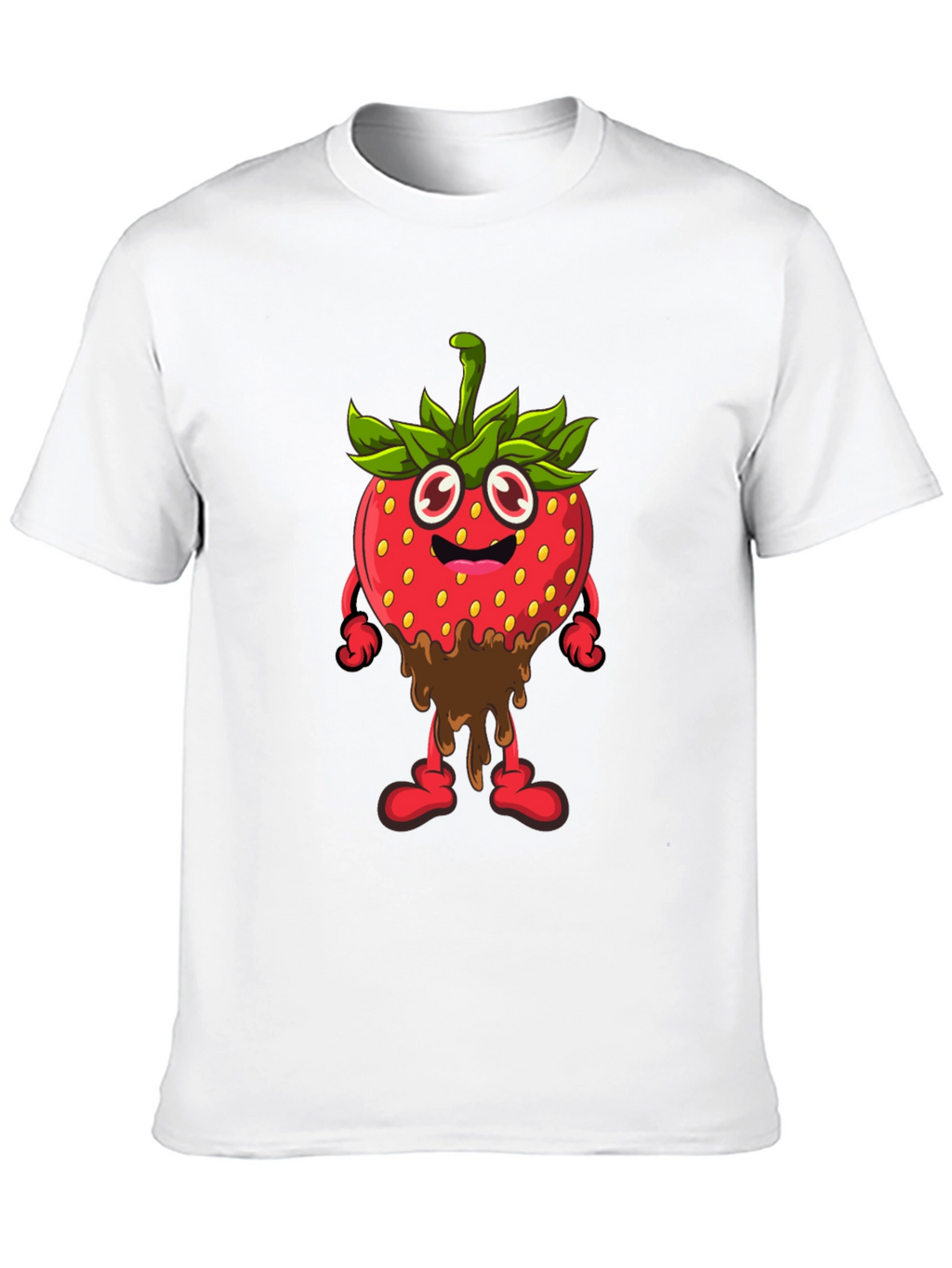 Strawberry Cartoon Black T-Shirt