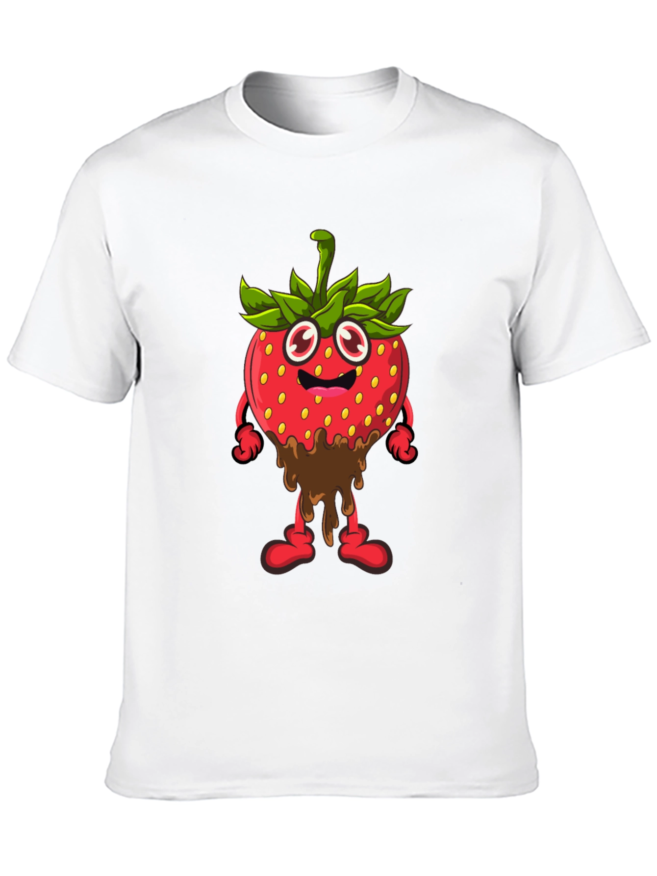 Strawberry Cartoon Black T-Shirt
