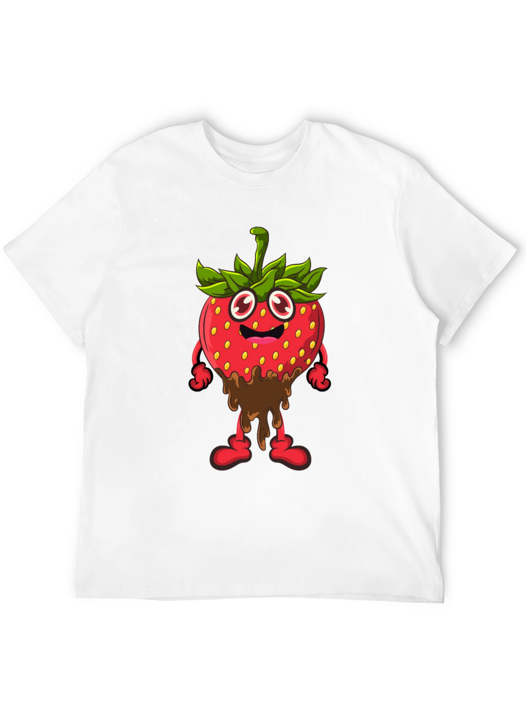 Strawberry Cartoon Black T-Shirt