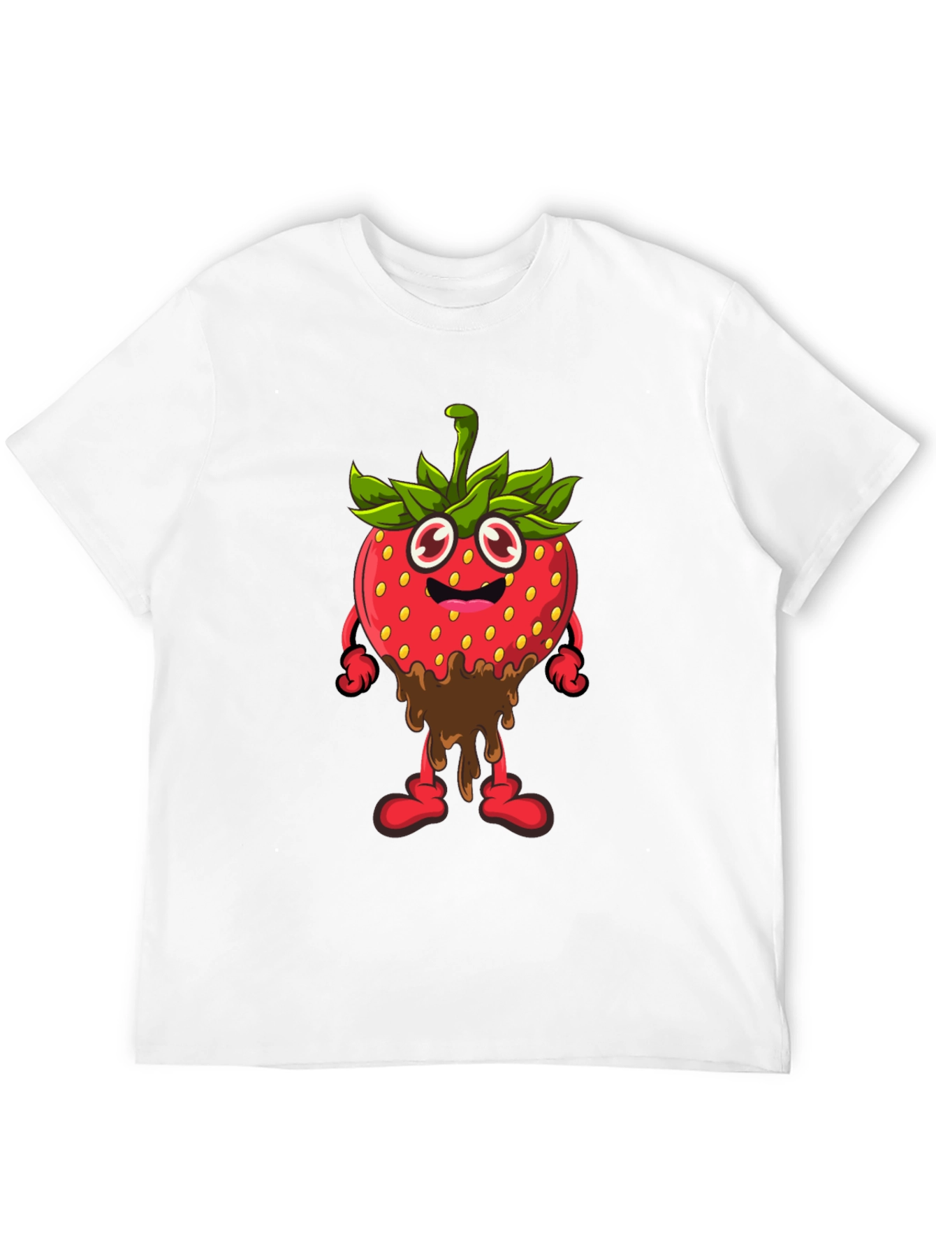 Strawberry Cartoon Black T-Shirt