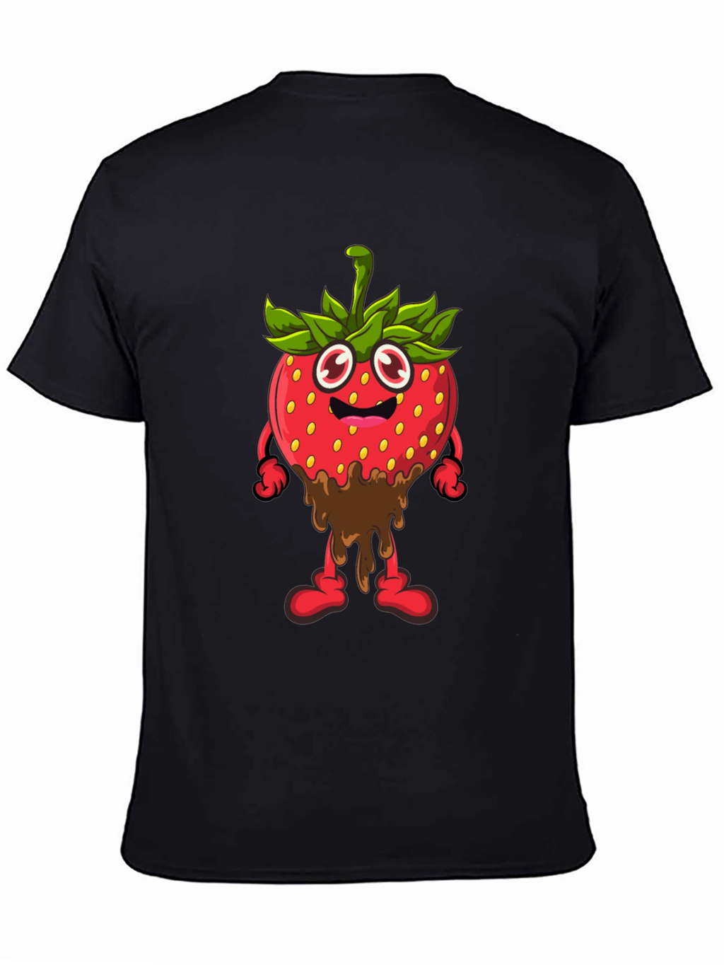 Strawberry Cartoon Black T-Shirt