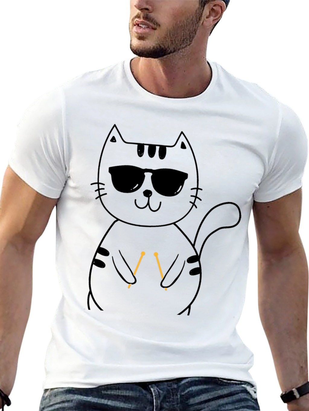 Cool Cat Knitting T-Shirt - Unisex Black Tee