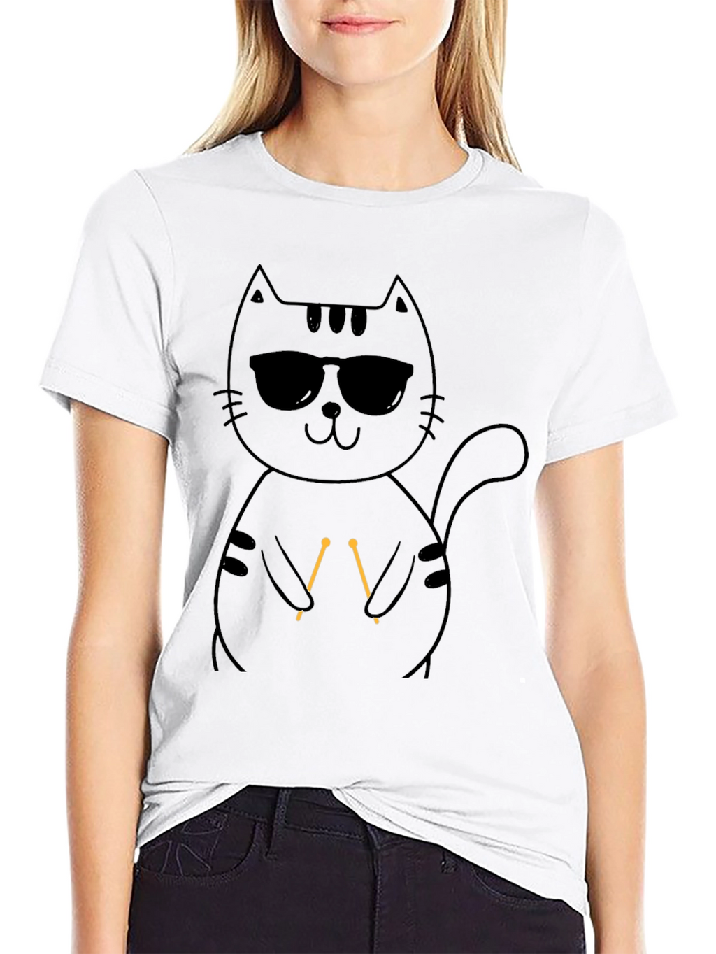 Cool Cat Knitting T-Shirt - Unisex Black Tee