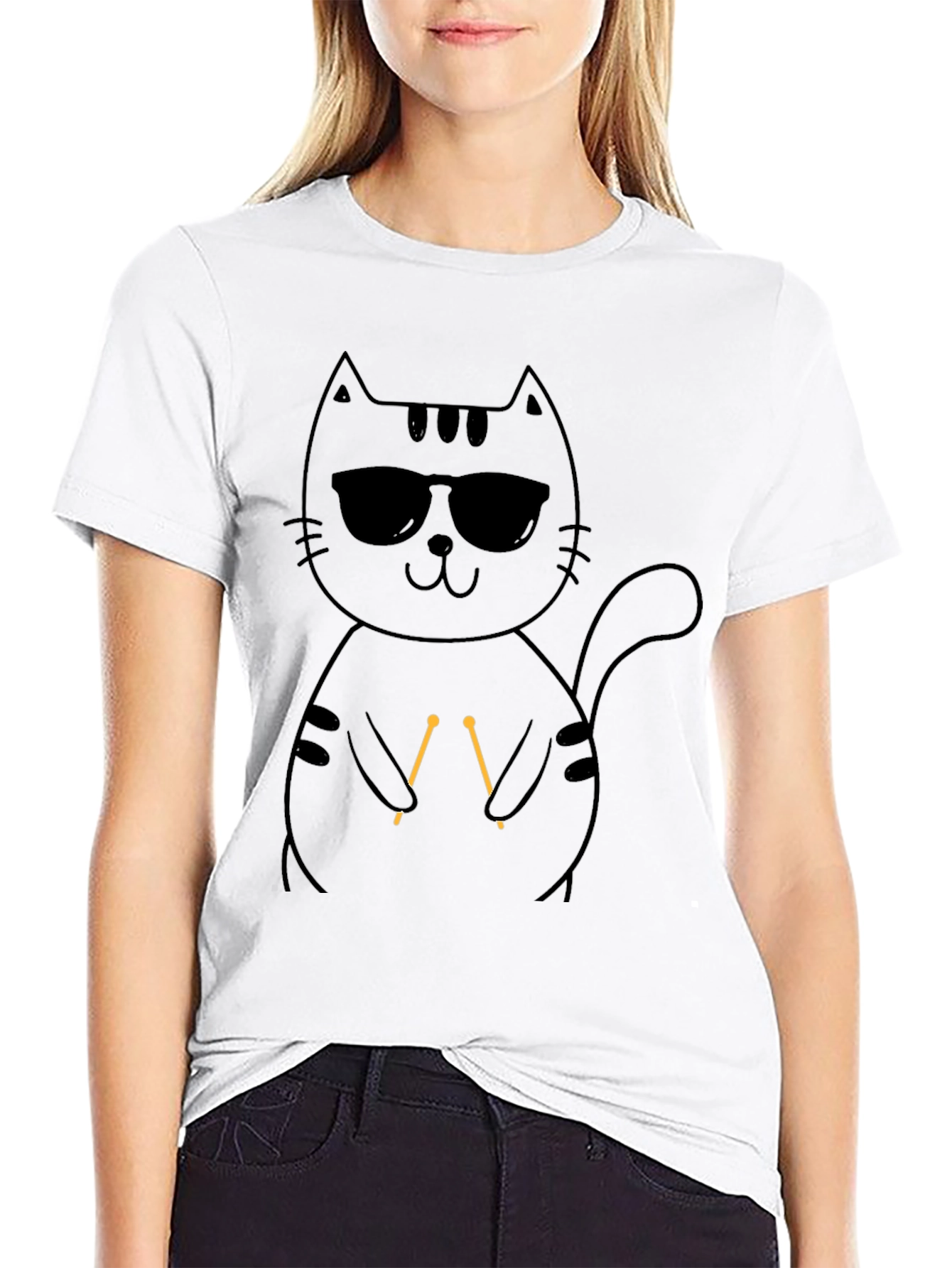 Cool Cat Knitting T-Shirt - Unisex Black Tee