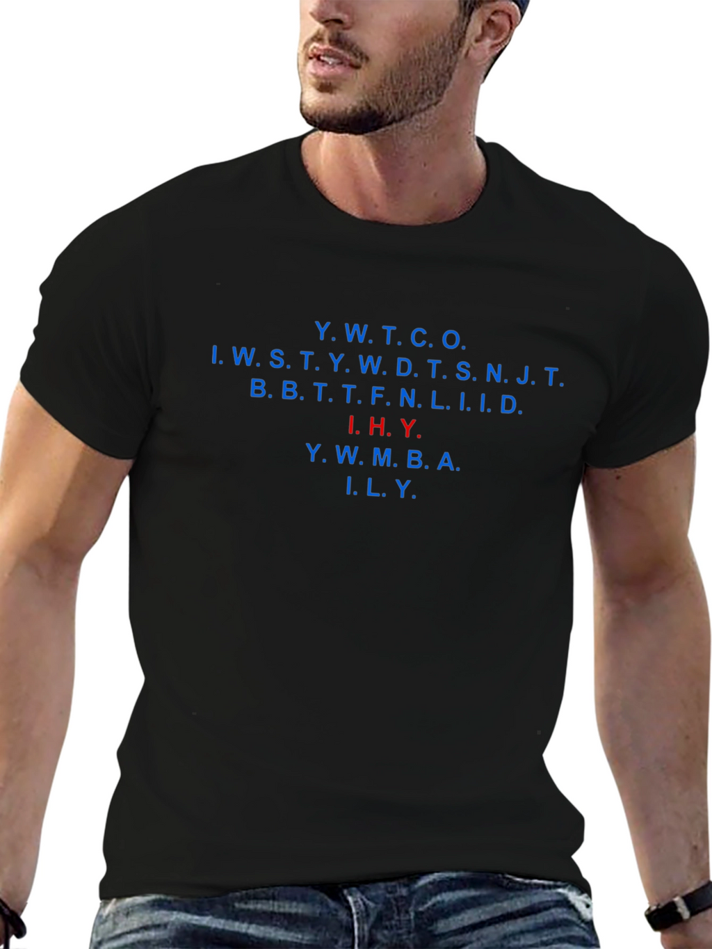 Black T-Shirt with Acronym Design