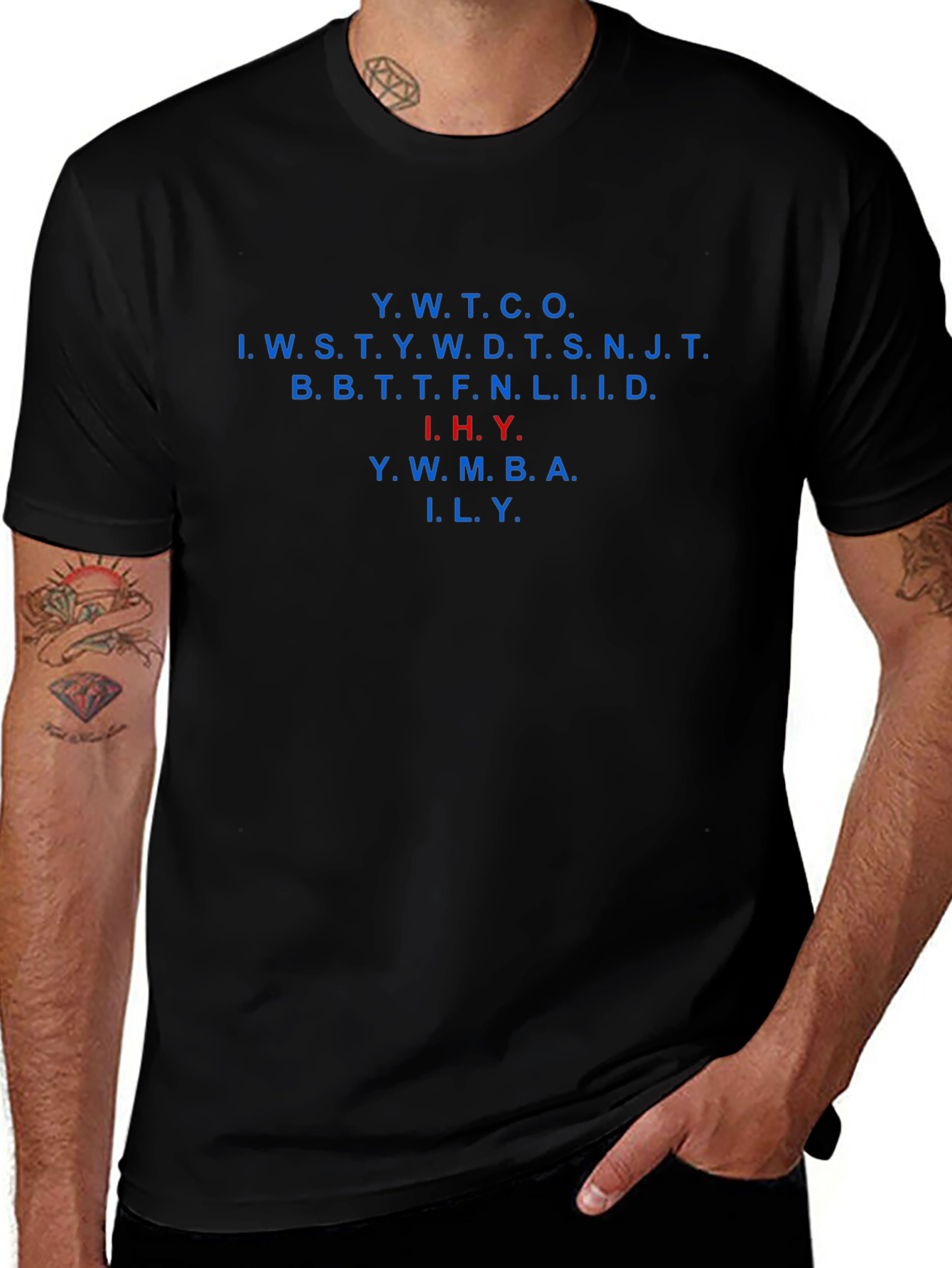 Black T-Shirt with Acronym Design