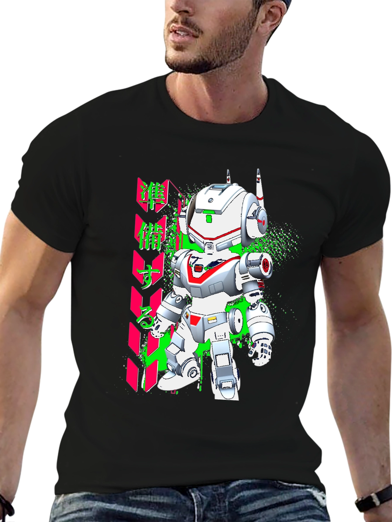Robot Graphic Tee - Black Short Sleeve Shirt