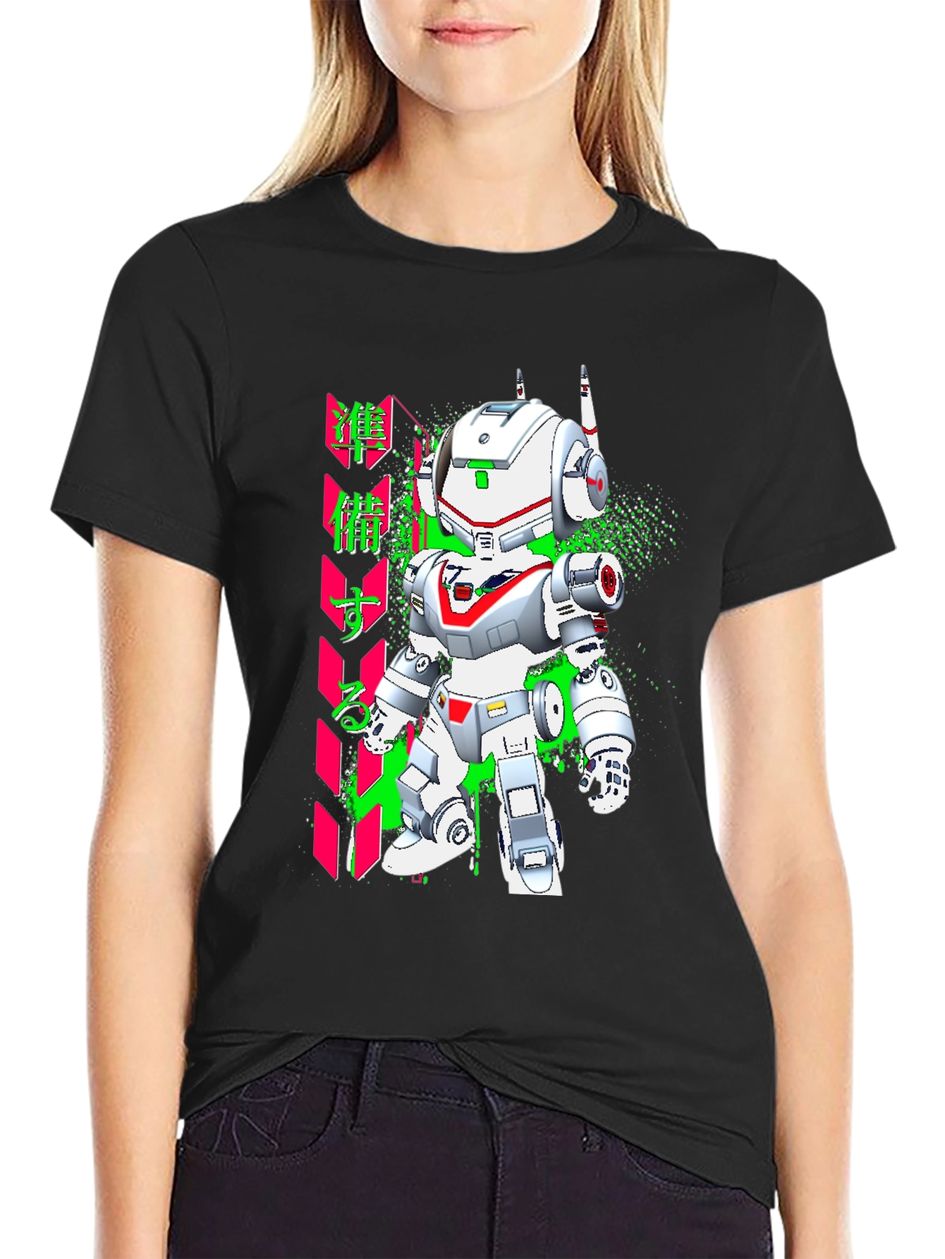 Robot Graphic Tee - Black Short Sleeve Shirt