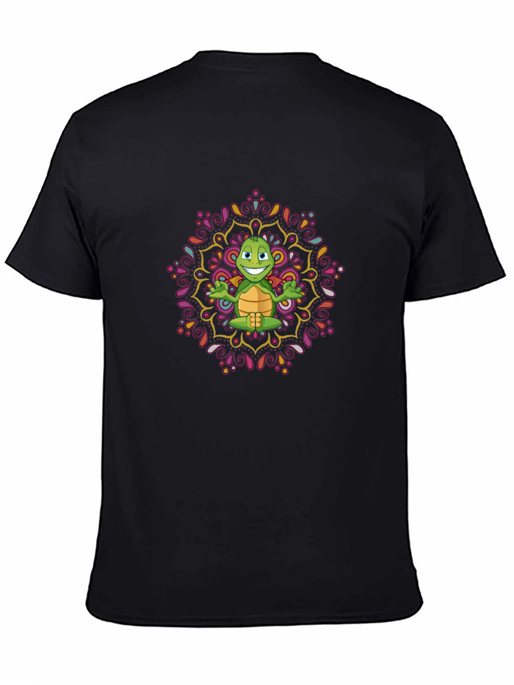 Turtle Mandala Mens Black T-Shirt