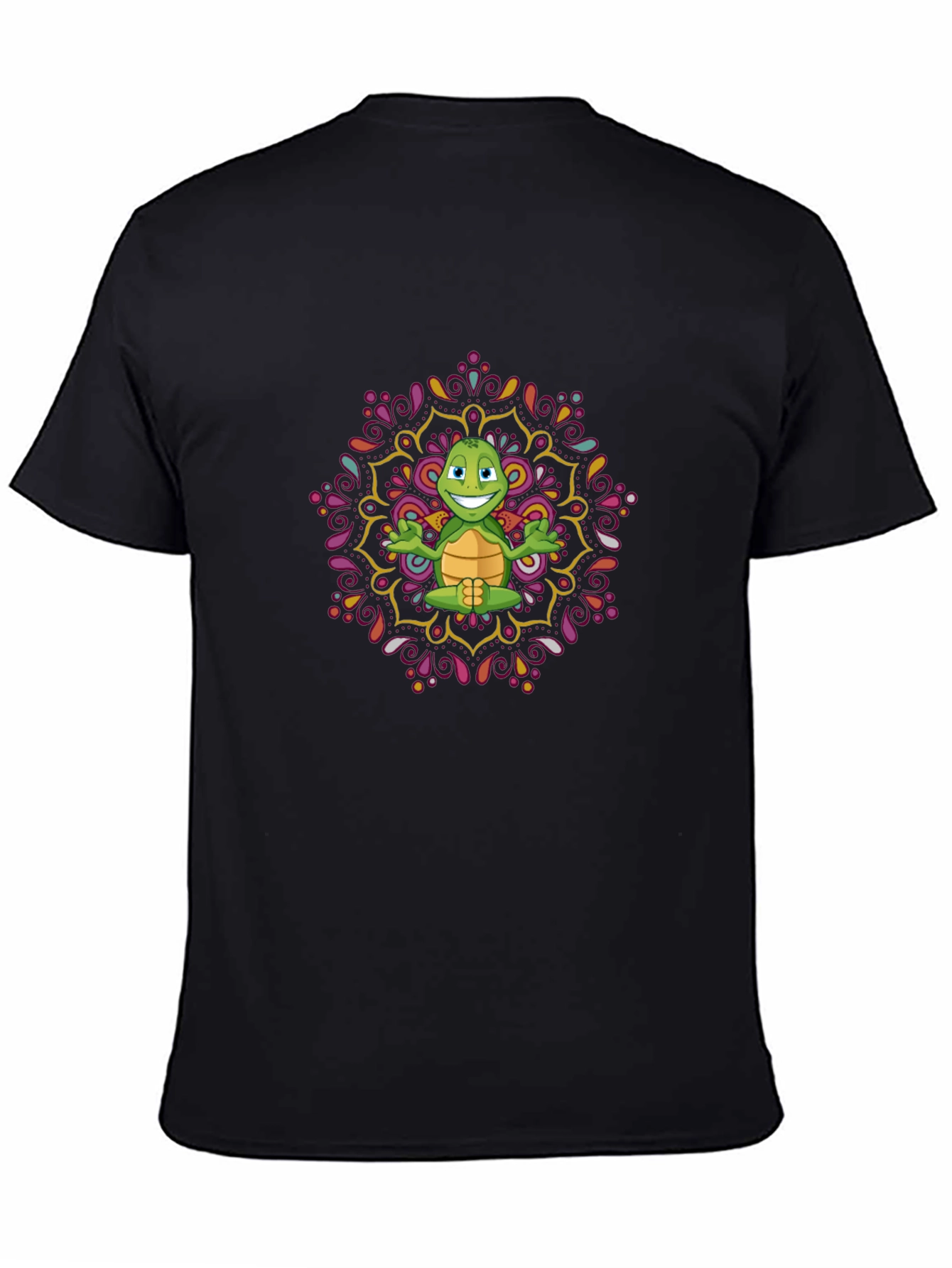 Turtle Mandala Mens Black T-Shirt