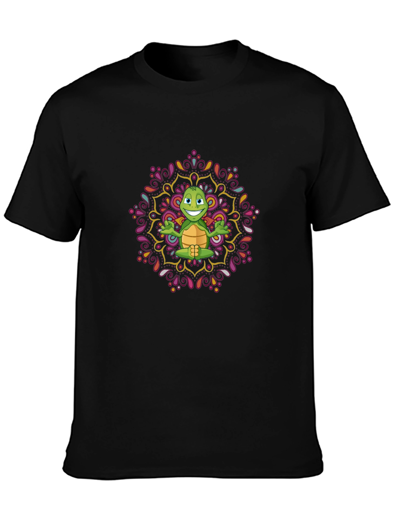 Turtle Mandala Mens Black T-Shirt