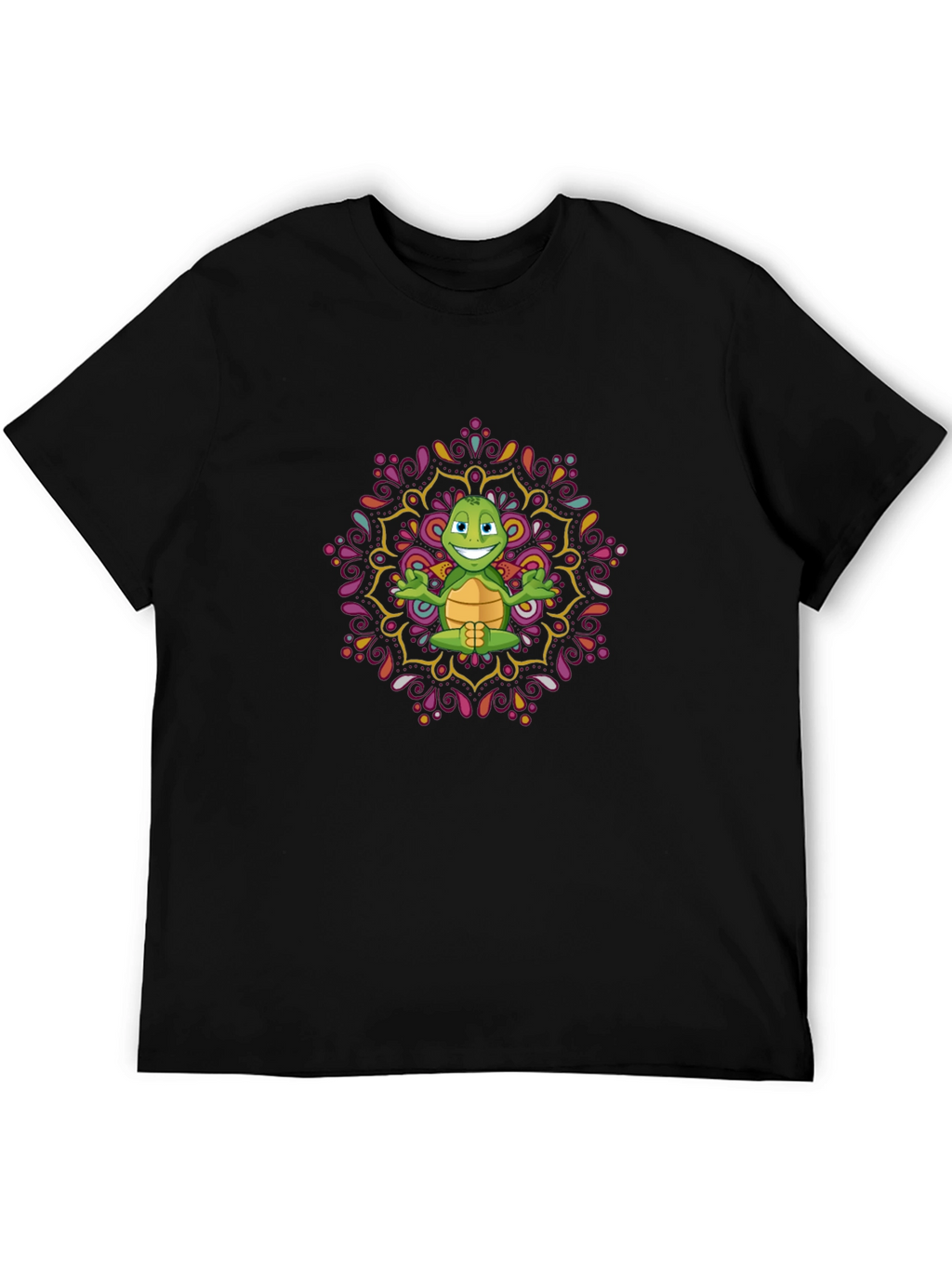 Turtle Mandala Mens Black T-Shirt