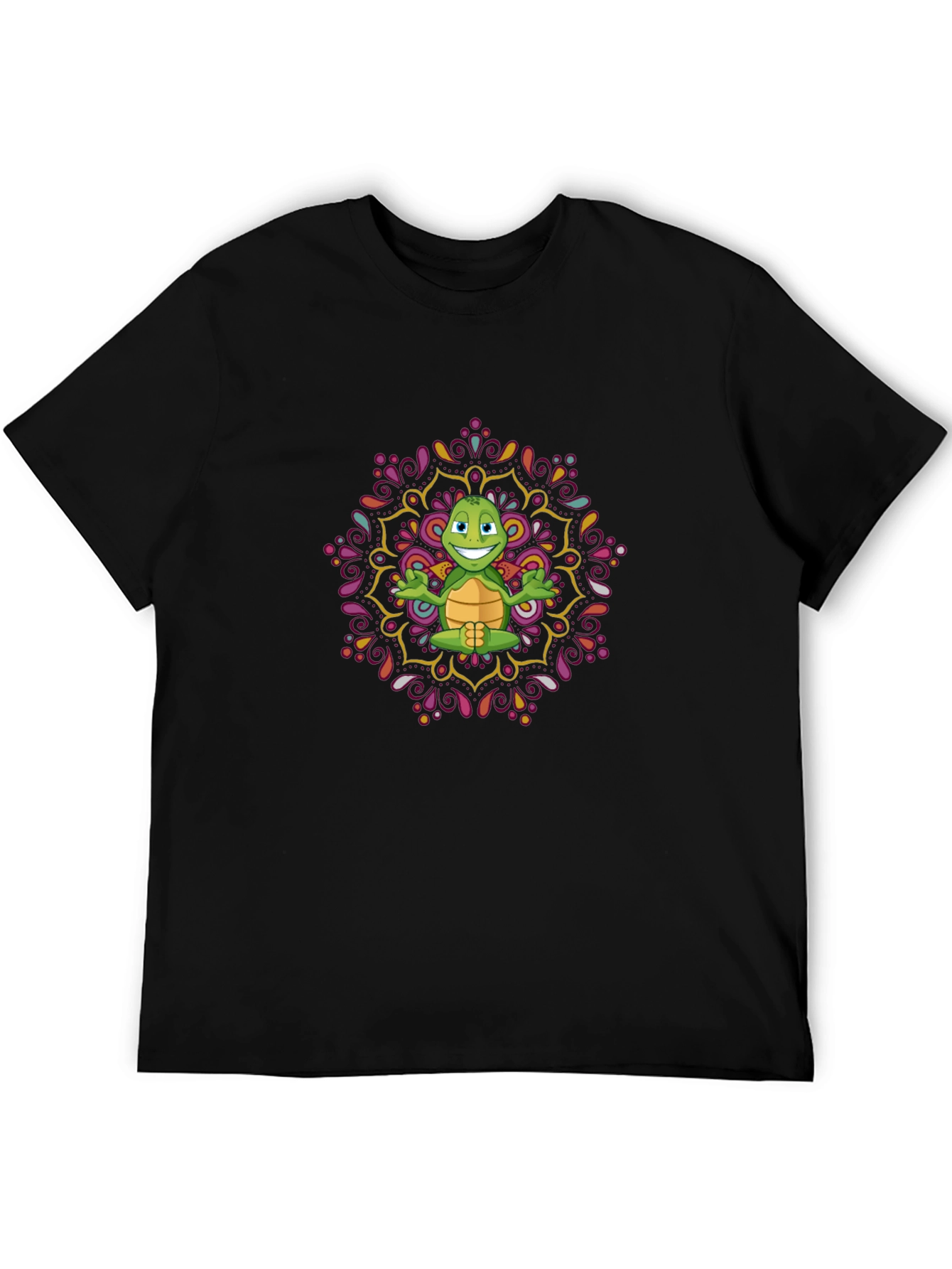 Turtle Mandala Mens Black T-Shirt