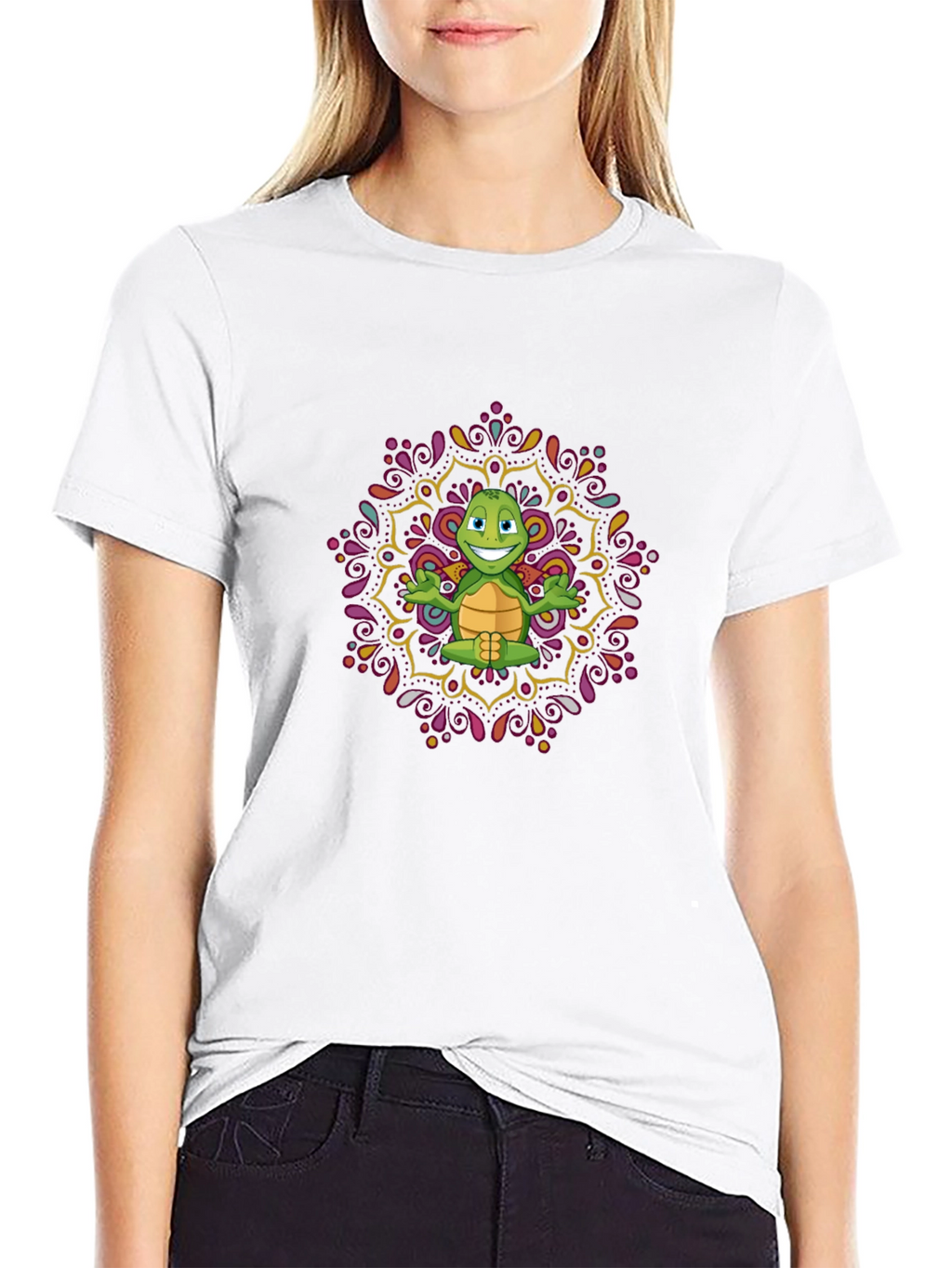 Turtle Mandala Mens Black T-Shirt