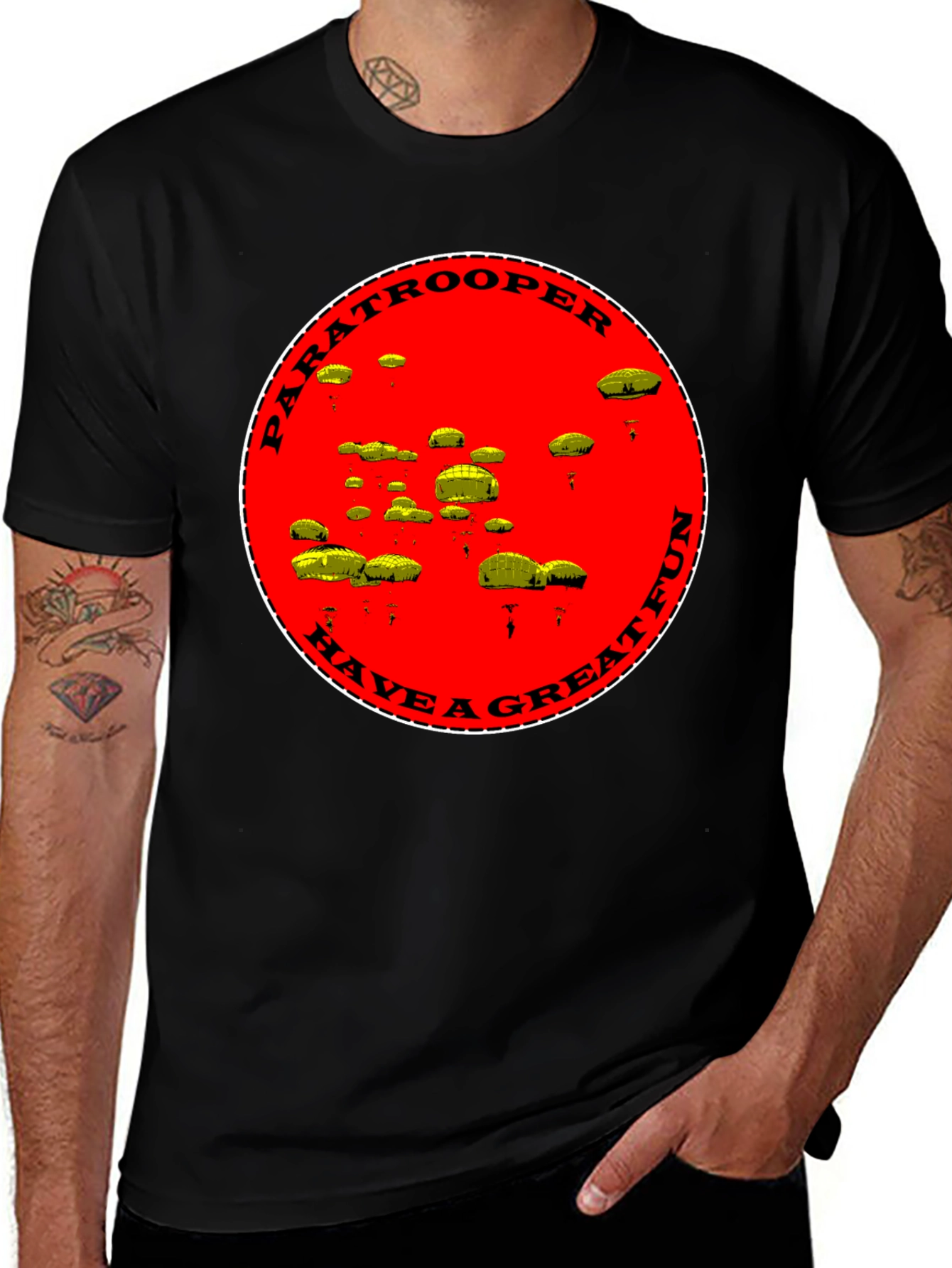 Paratrooper Have a Great Fun Black T-Shirt