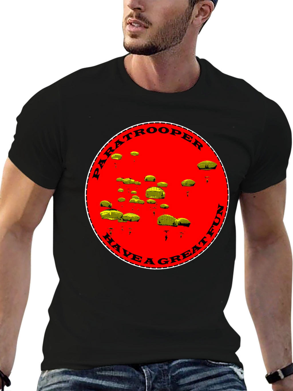 Paratrooper Have a Great Fun Black T-Shirt