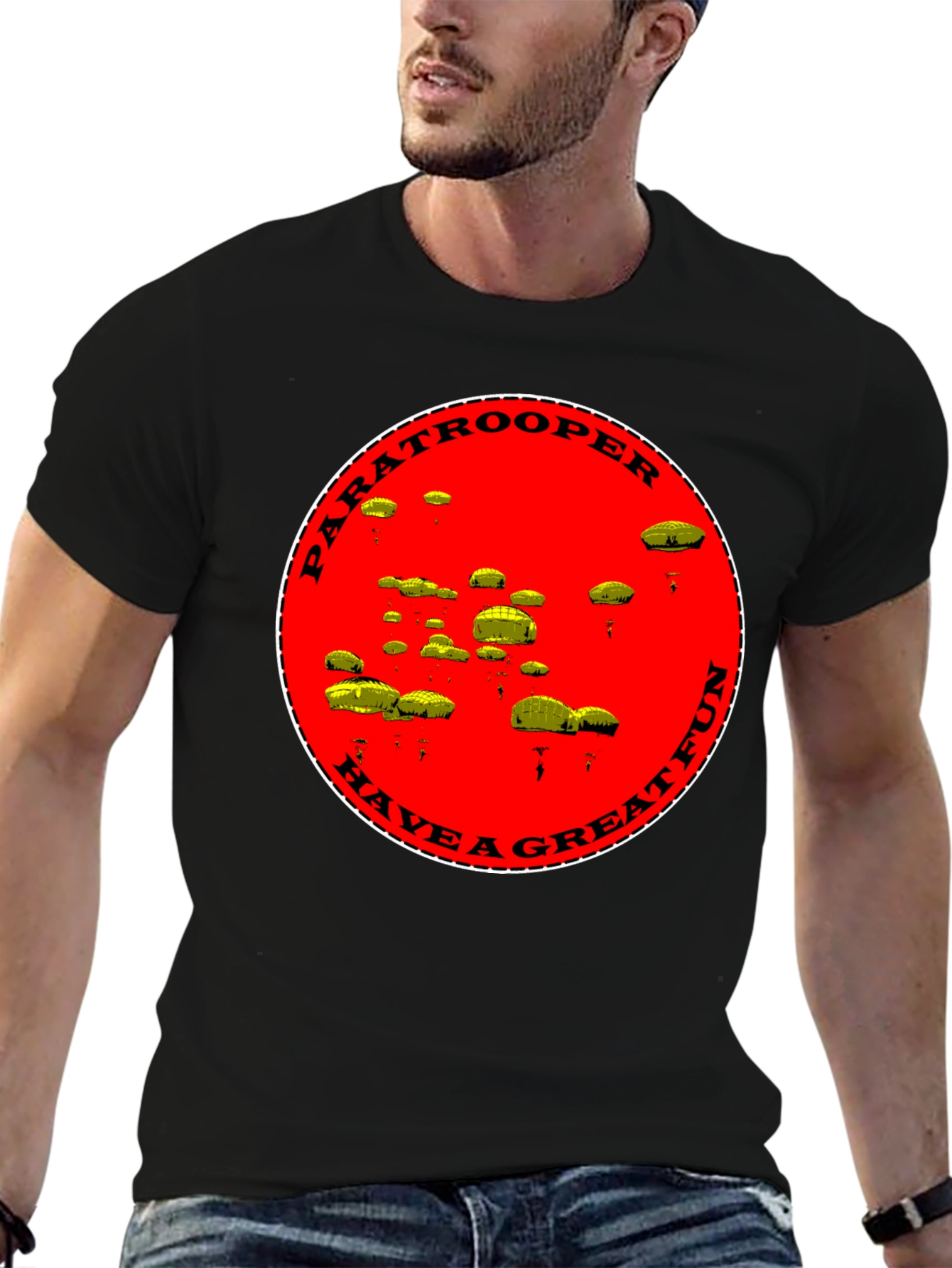 Paratrooper Have a Great Fun Black T-Shirt