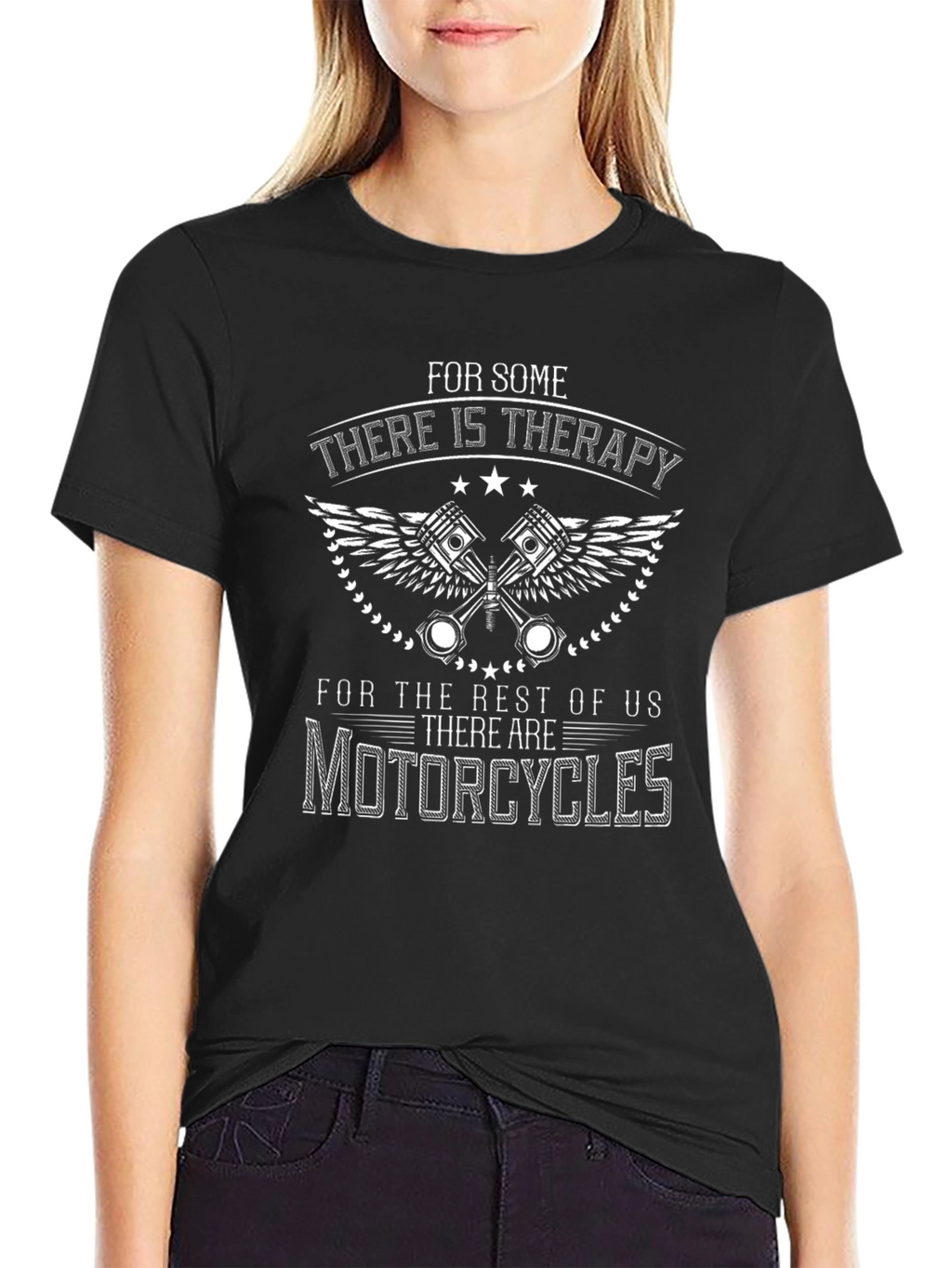 Motorcycle Therapy Black Graphic T-Shirt