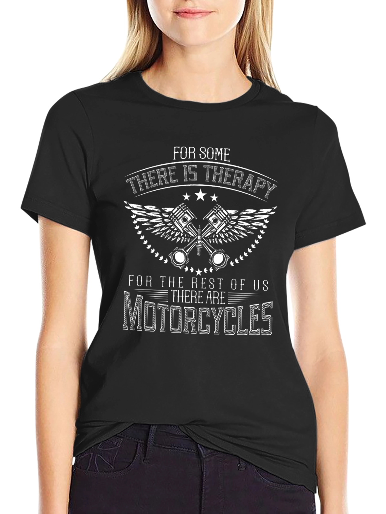 Motorcycle Therapy Black Graphic T-Shirt