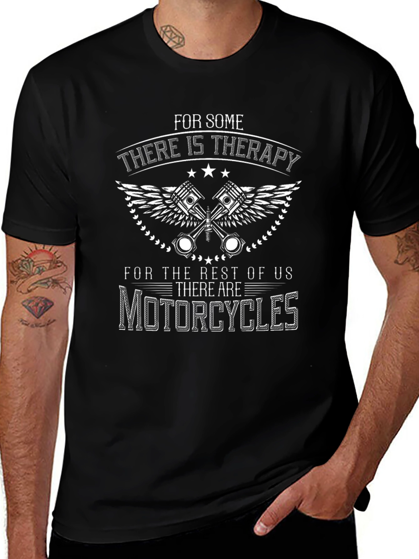 Motorcycle Therapy Black Graphic T-Shirt