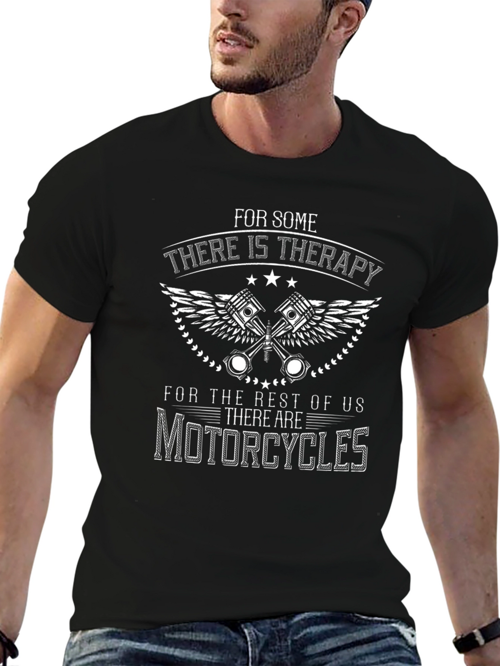 Motorcycle Therapy Black Graphic T-Shirt