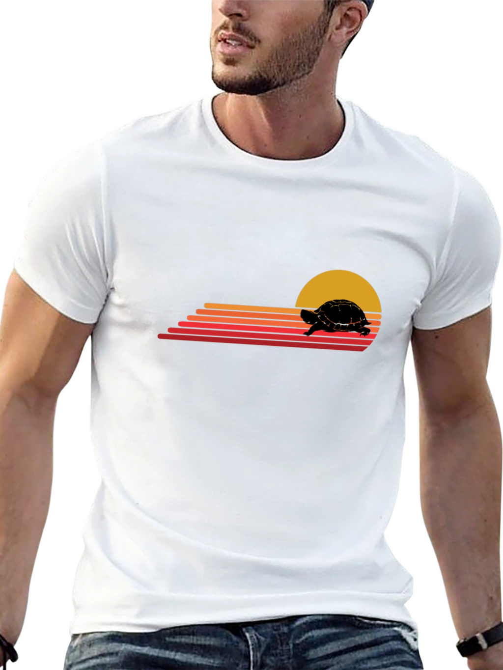 Retro Turtle Sunset Graphic Tee