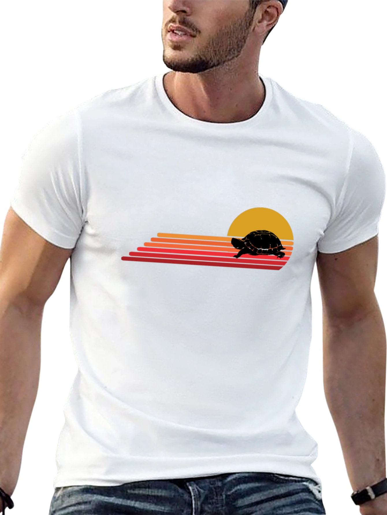 Retro Turtle Sunset Graphic Tee