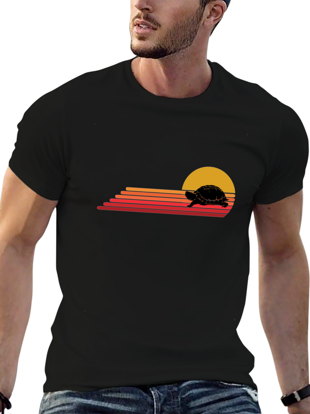 Retro Turtle Sunset Graphic Tee