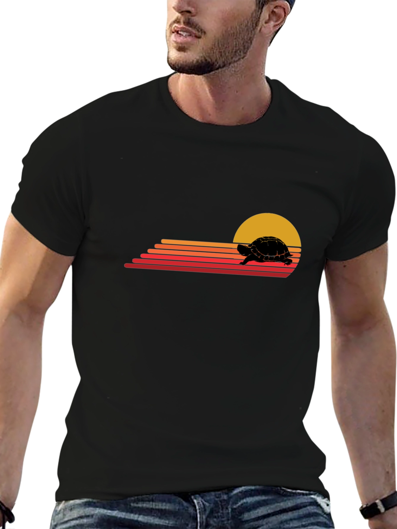 Retro Turtle Sunset Graphic Tee