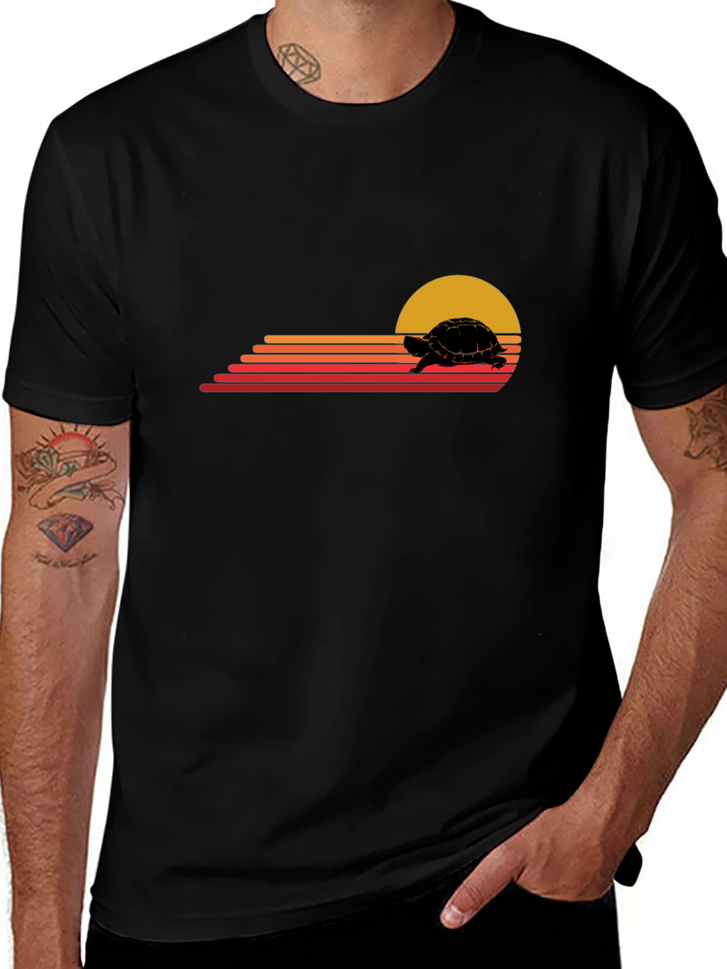 Retro Turtle Sunset Graphic Tee