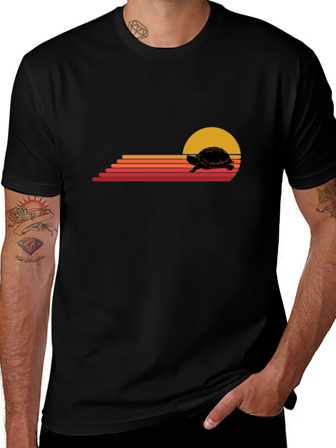 Retro Turtle Sunset Graphic Tee