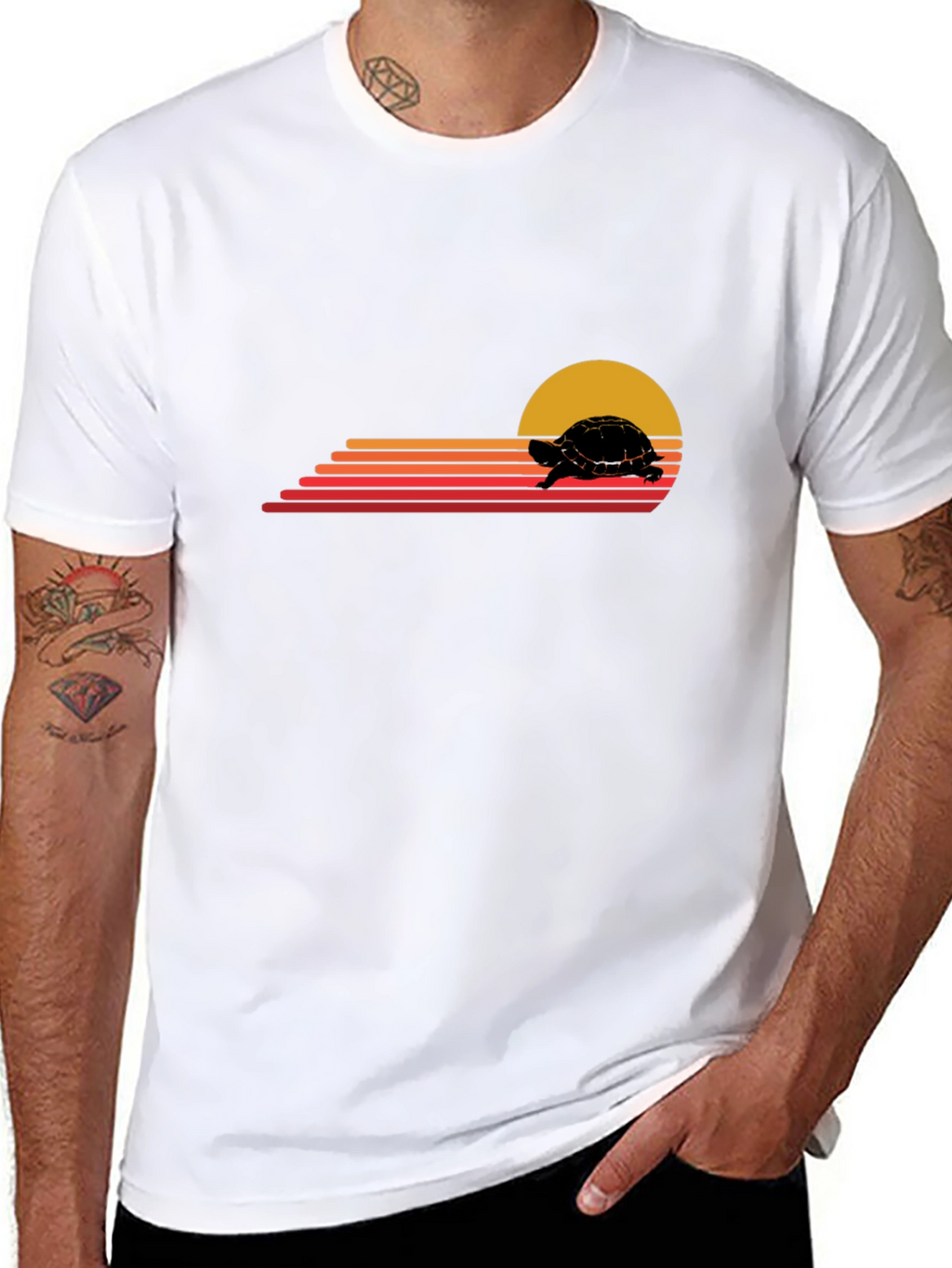 Retro Turtle Sunset Graphic Tee