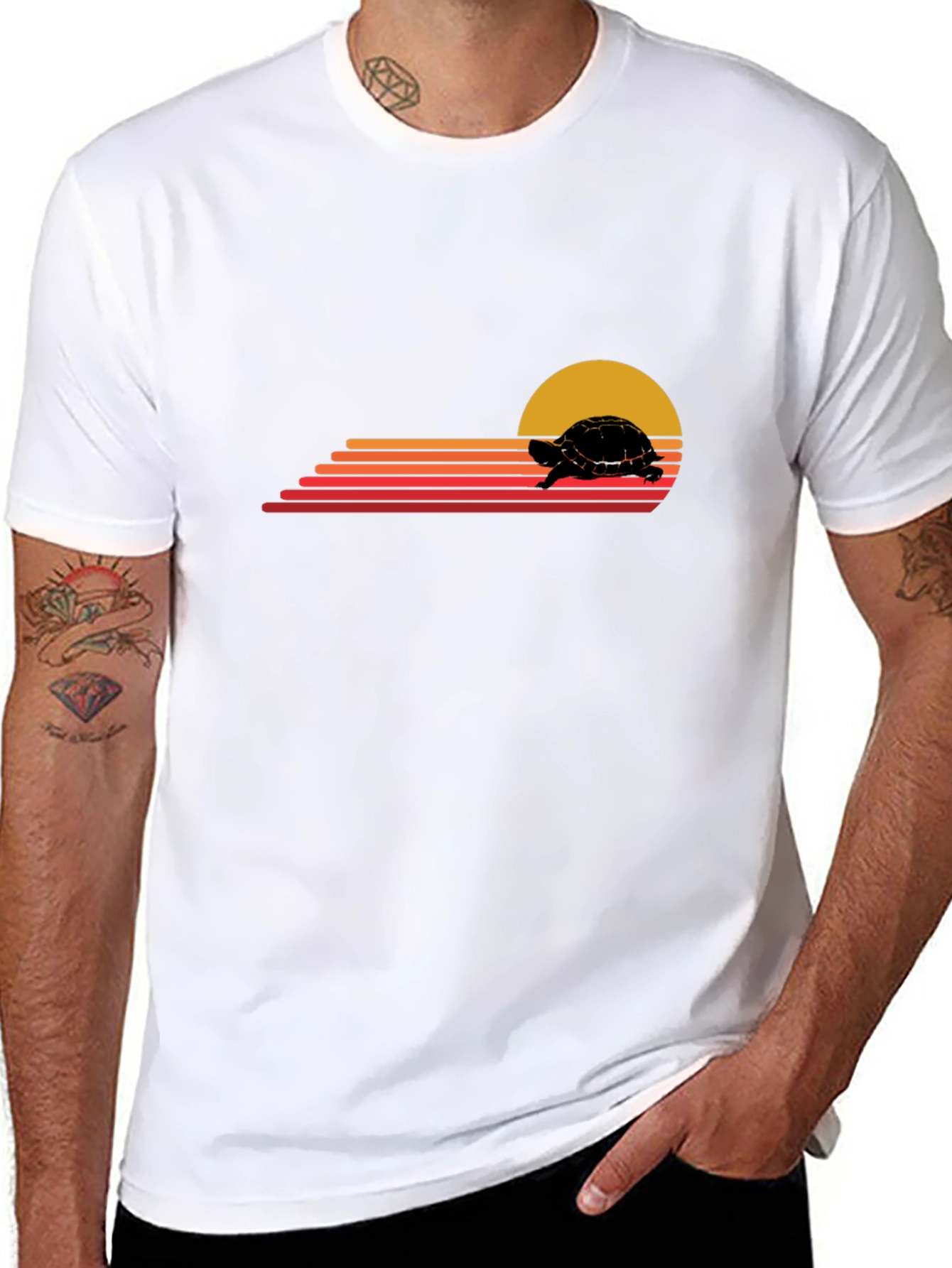 Retro Turtle Sunset Graphic Tee