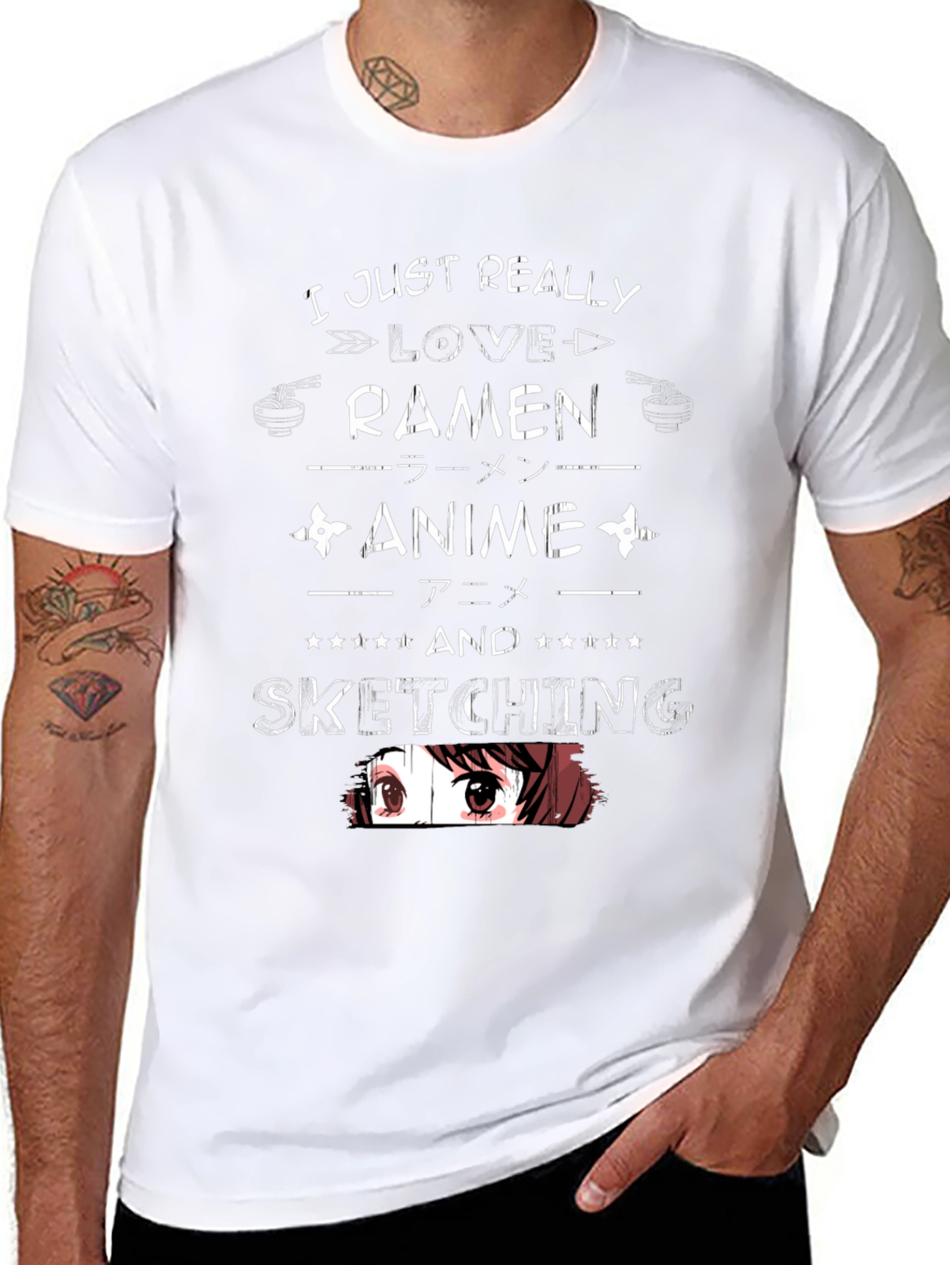Ramen Anime Sketching Graphic T-Shirt
