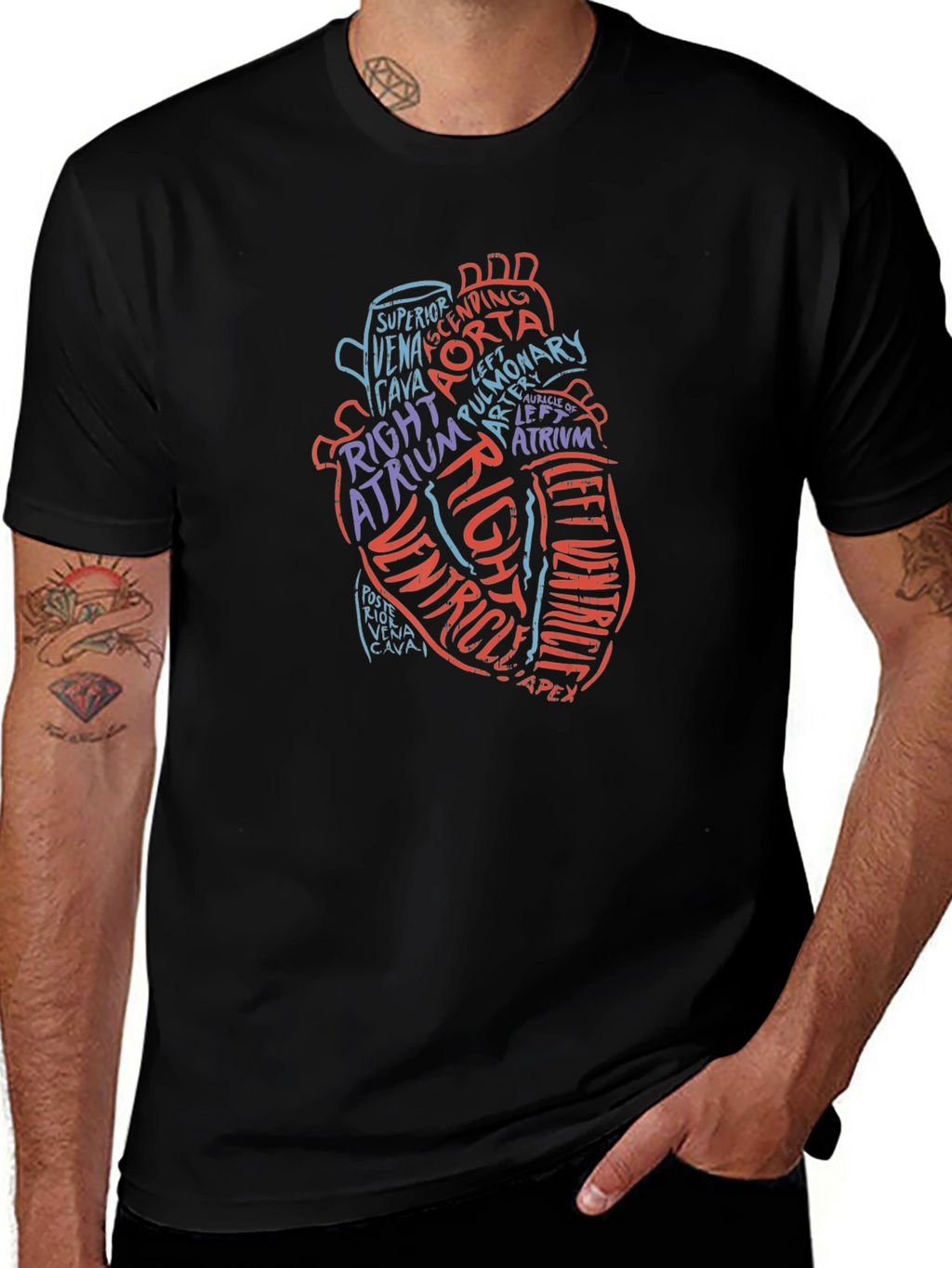 Anatomical Heart Word Art Graphic Tee - Black