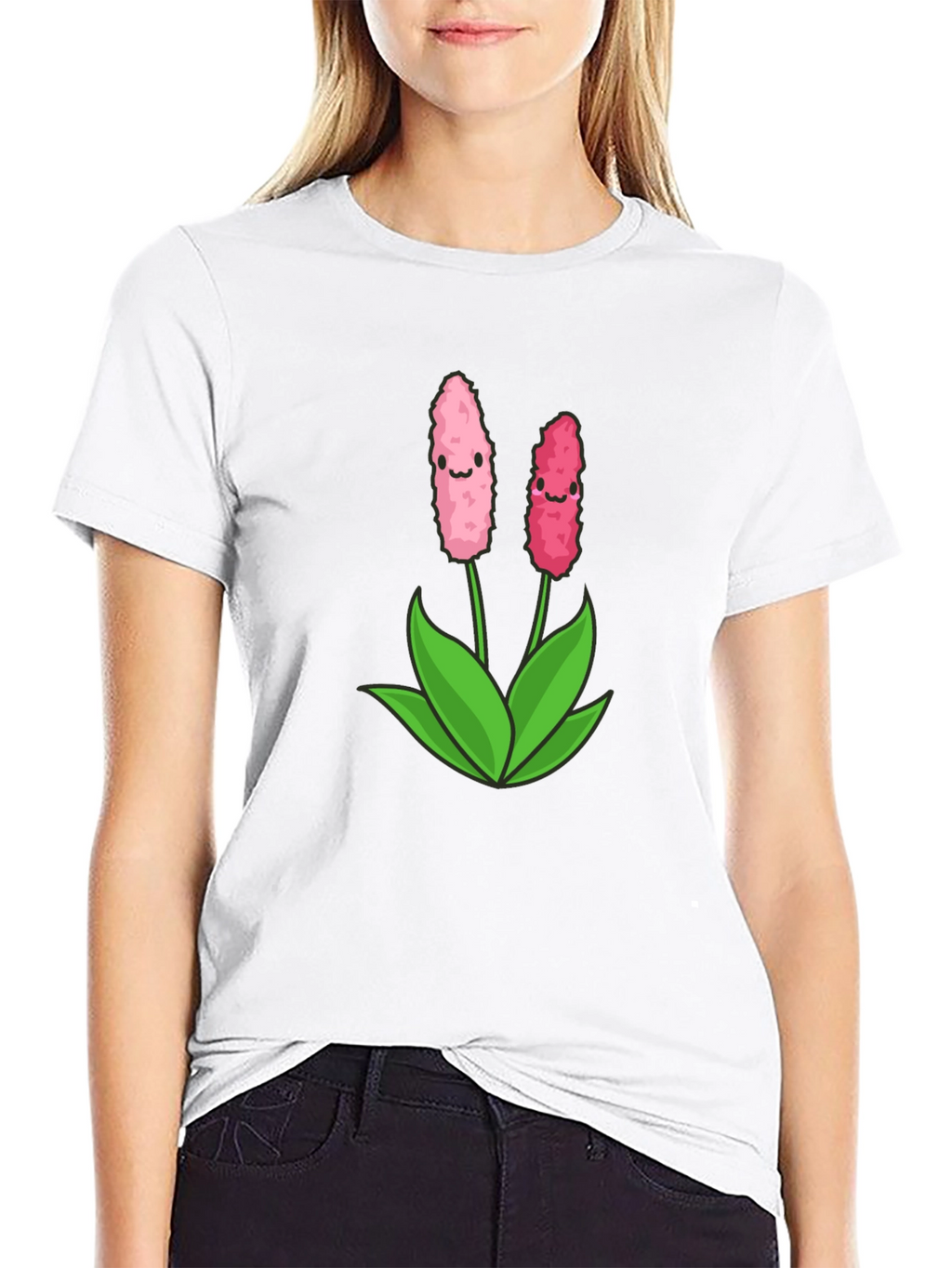 Cute Flower Graphic Black T-Shirt