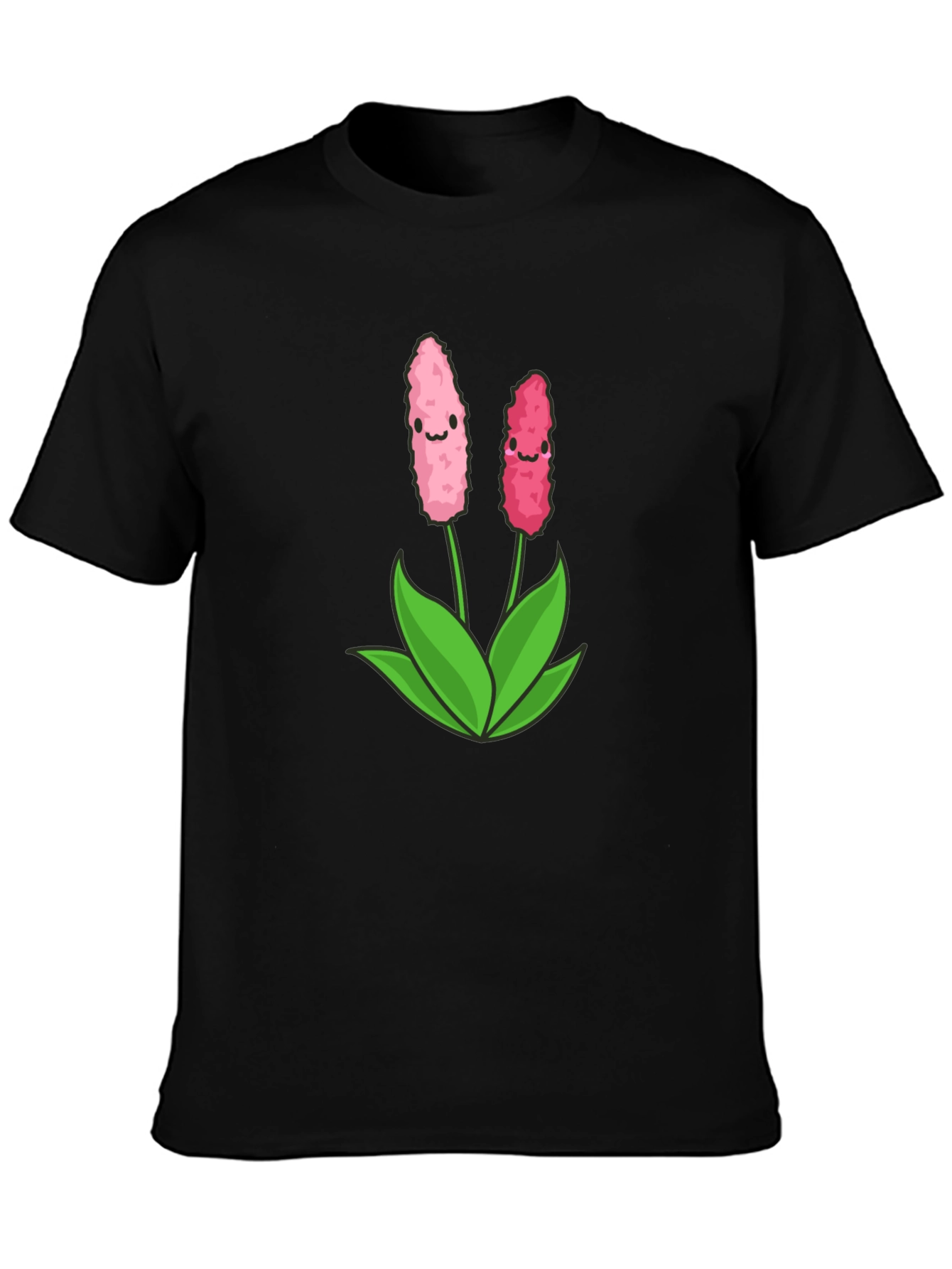 Cute Flower Graphic Black T-Shirt