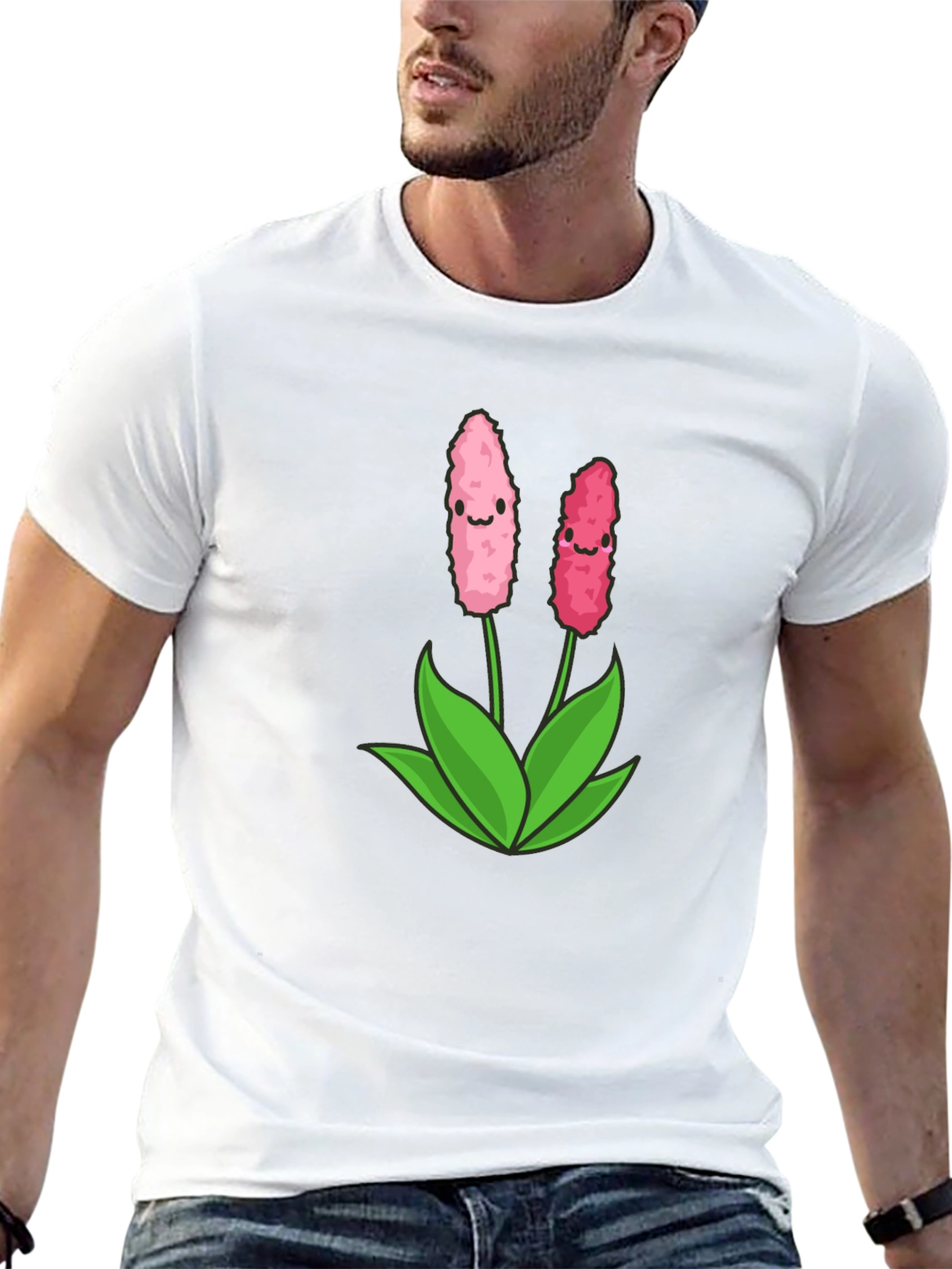 Cute Flower Graphic Black T-Shirt