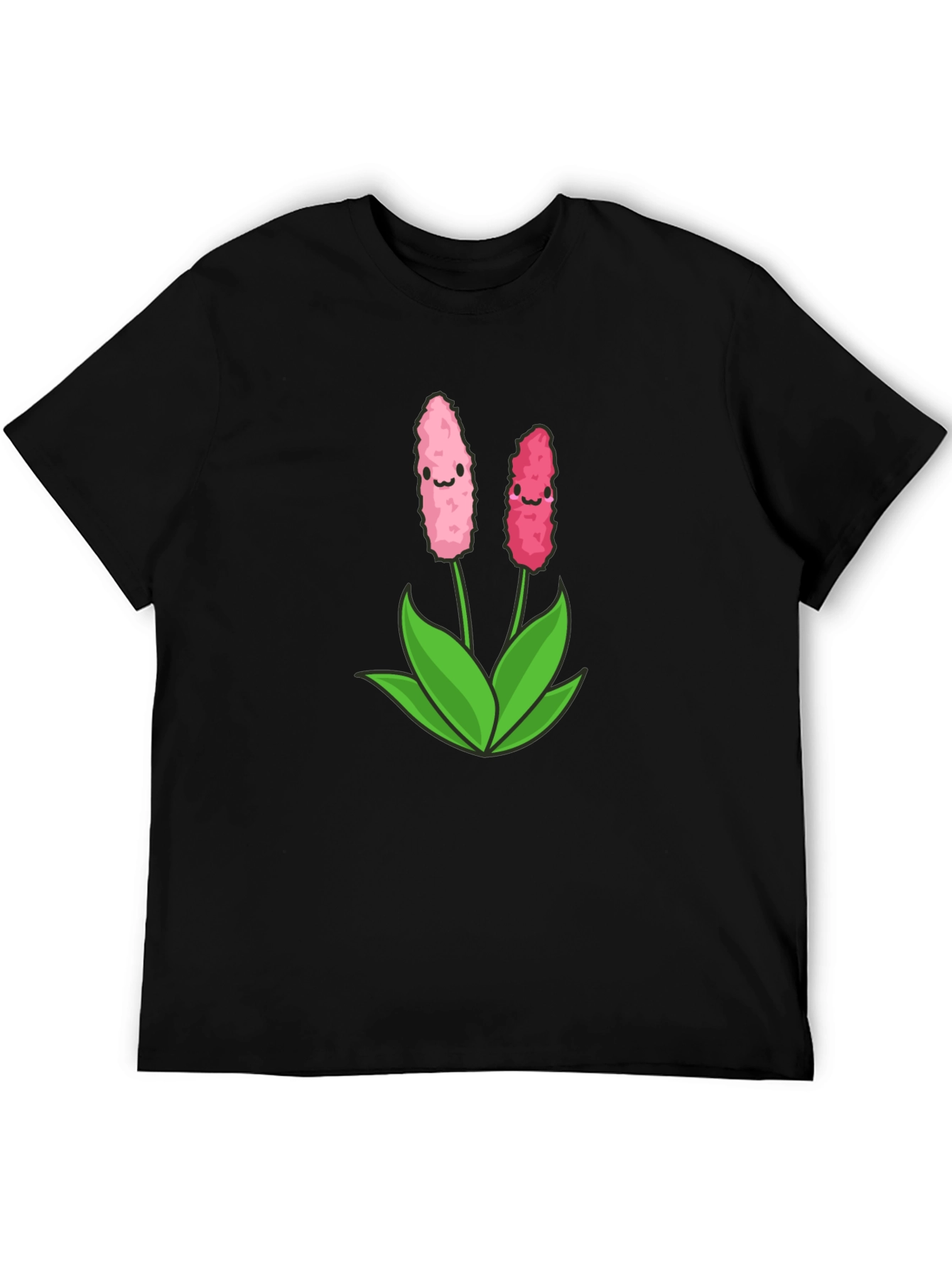 Cute Flower Graphic Black T-Shirt