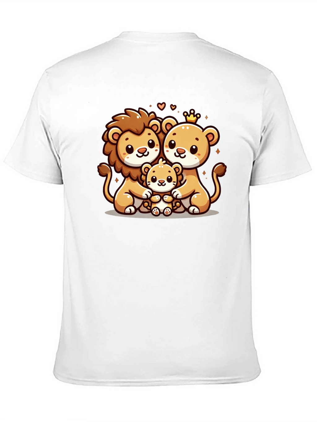 Cute Lion Family Graphic Tee - Black