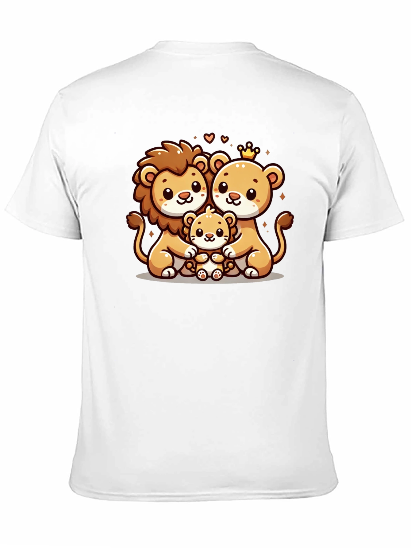 Cute Lion Family Graphic Tee - Black