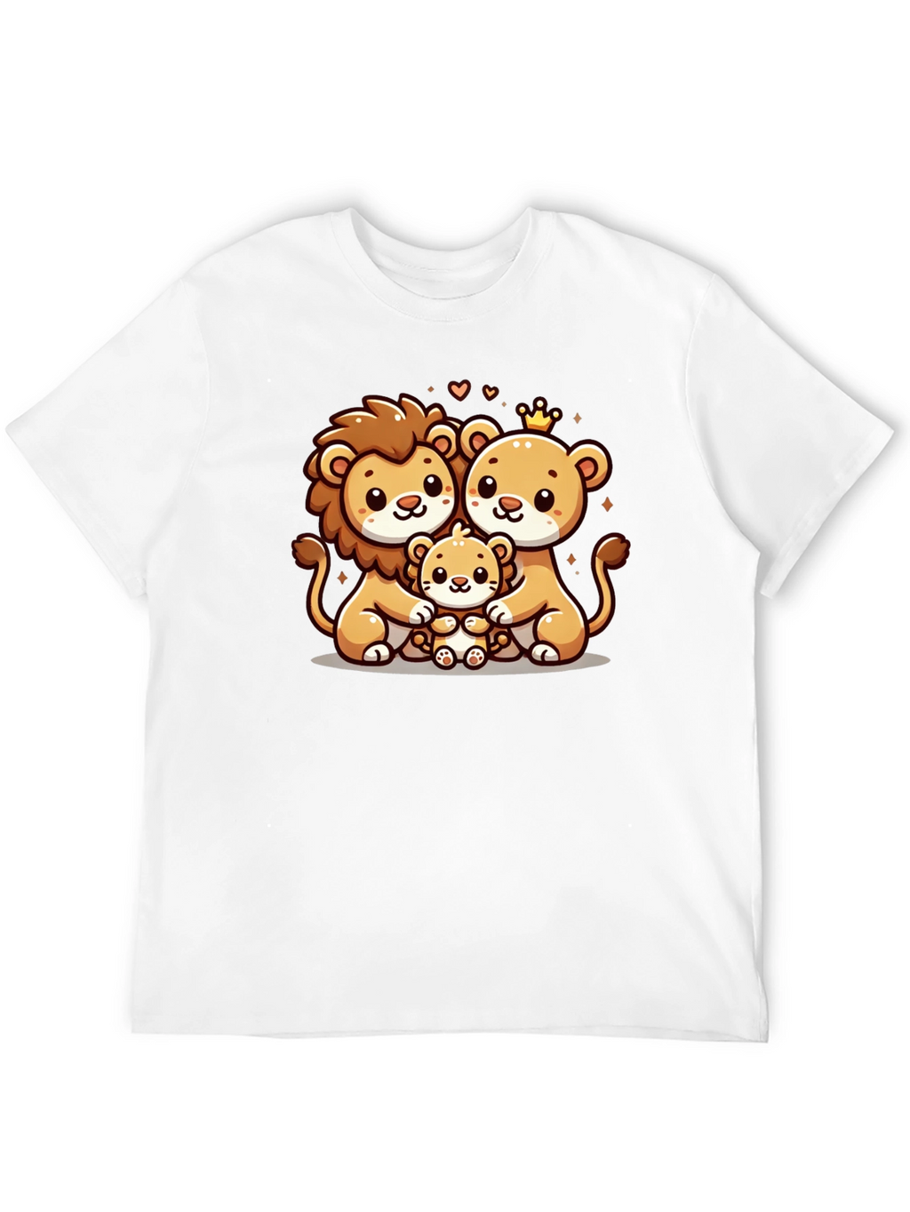 Cute Lion Family Graphic Tee - Black