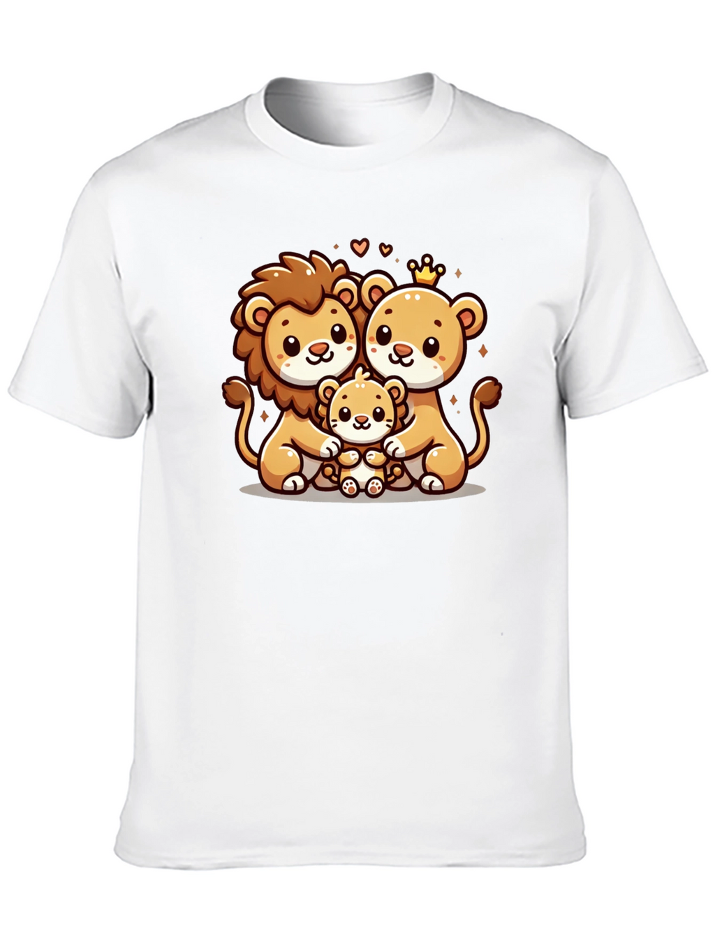 Cute Lion Family Graphic Tee - Black