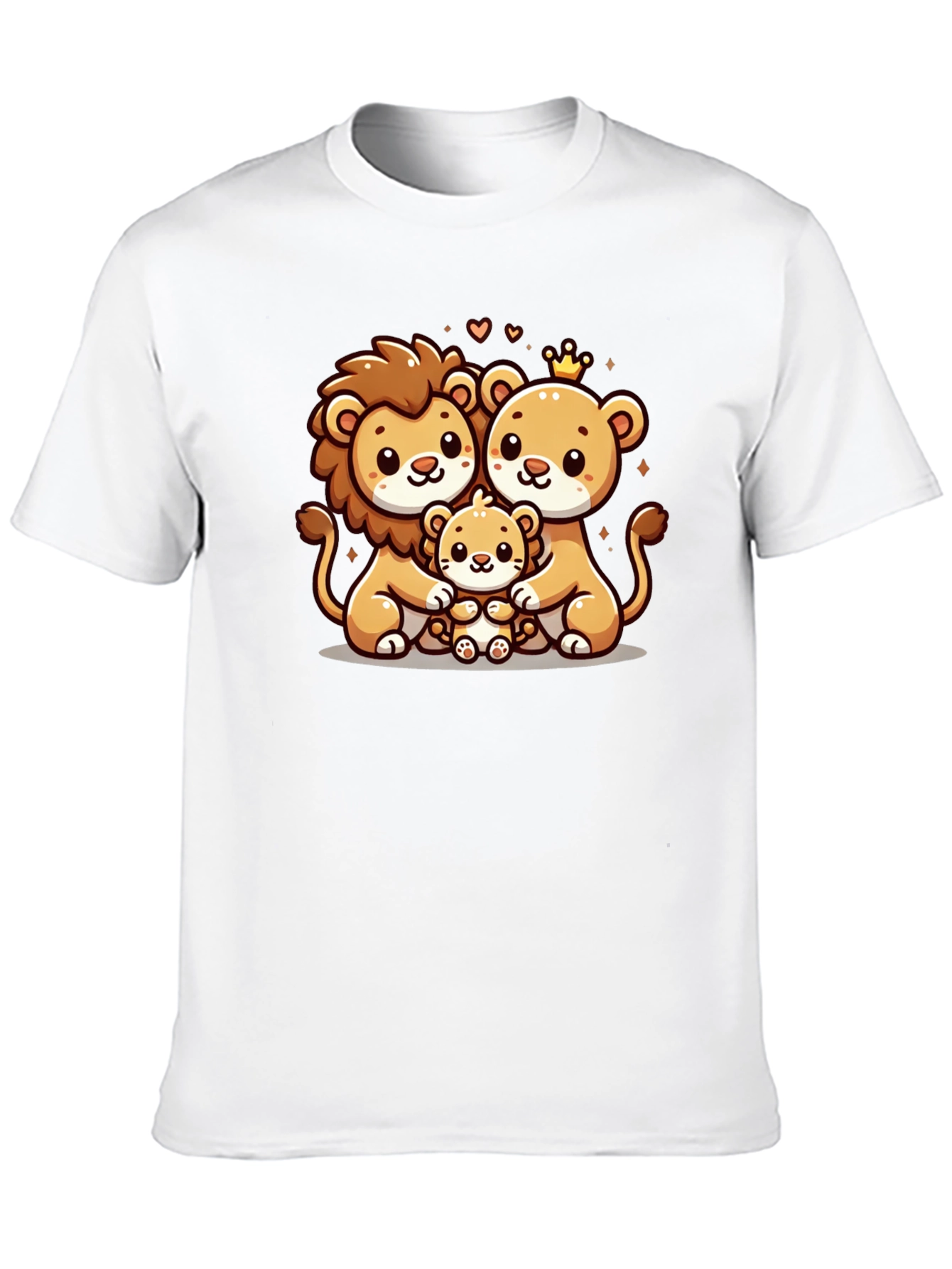 Cute Lion Family Graphic Tee - Black