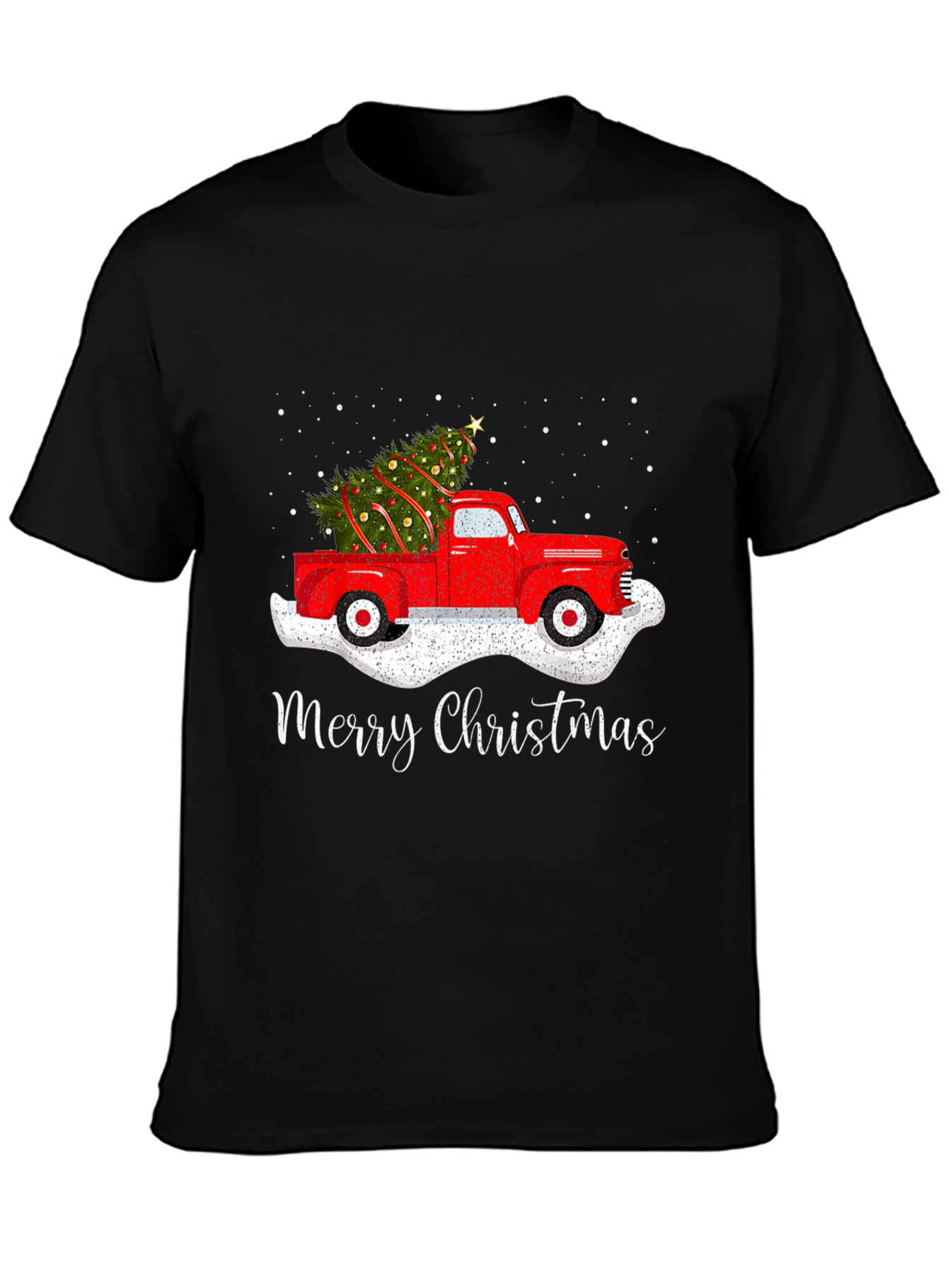 Christmas Truck T-Shirt - Red Truck Xmas Tree Design