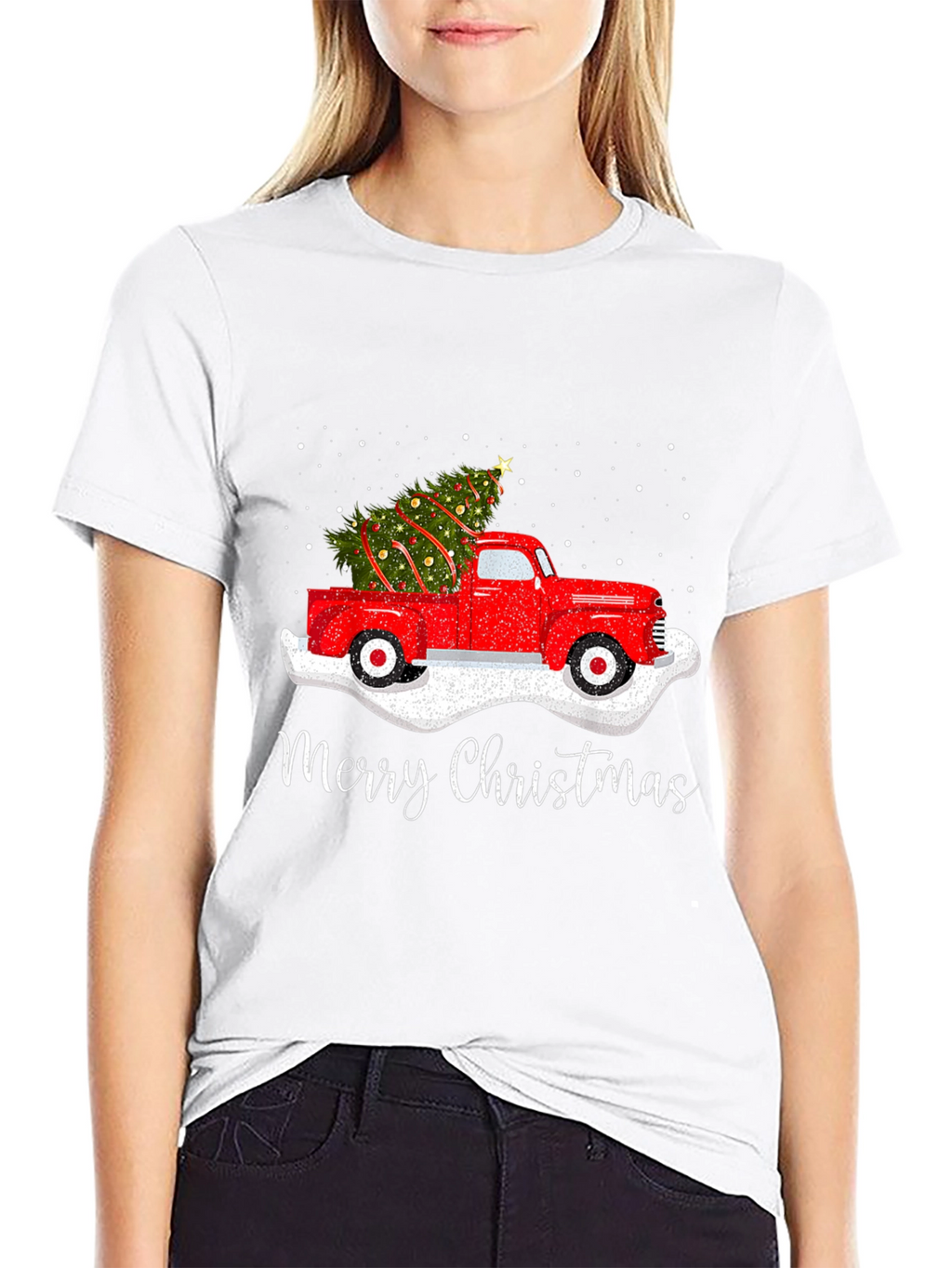 Christmas Truck T-Shirt - Red Truck Xmas Tree Design