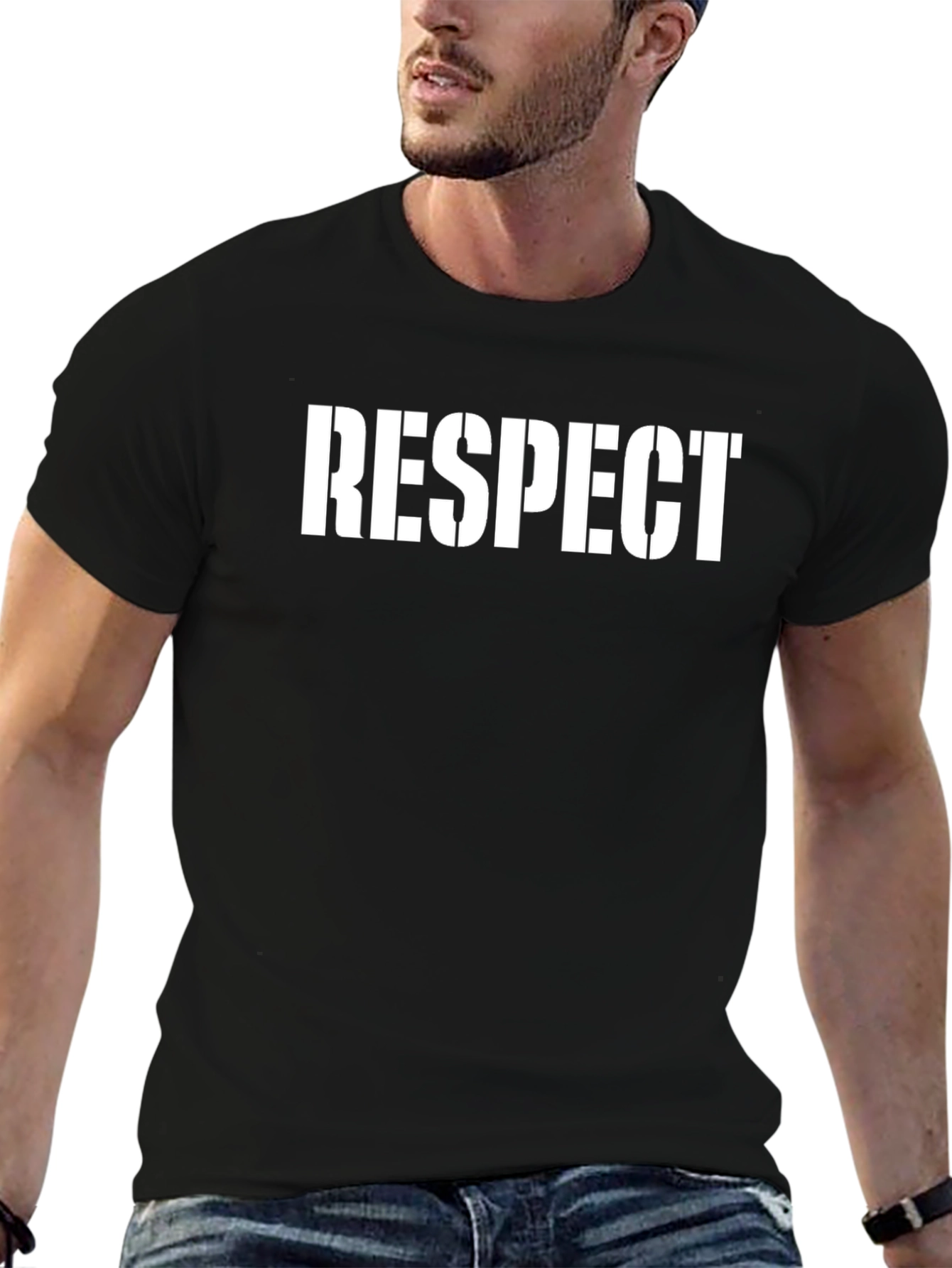 Respect Graphic Print Black T-Shirt