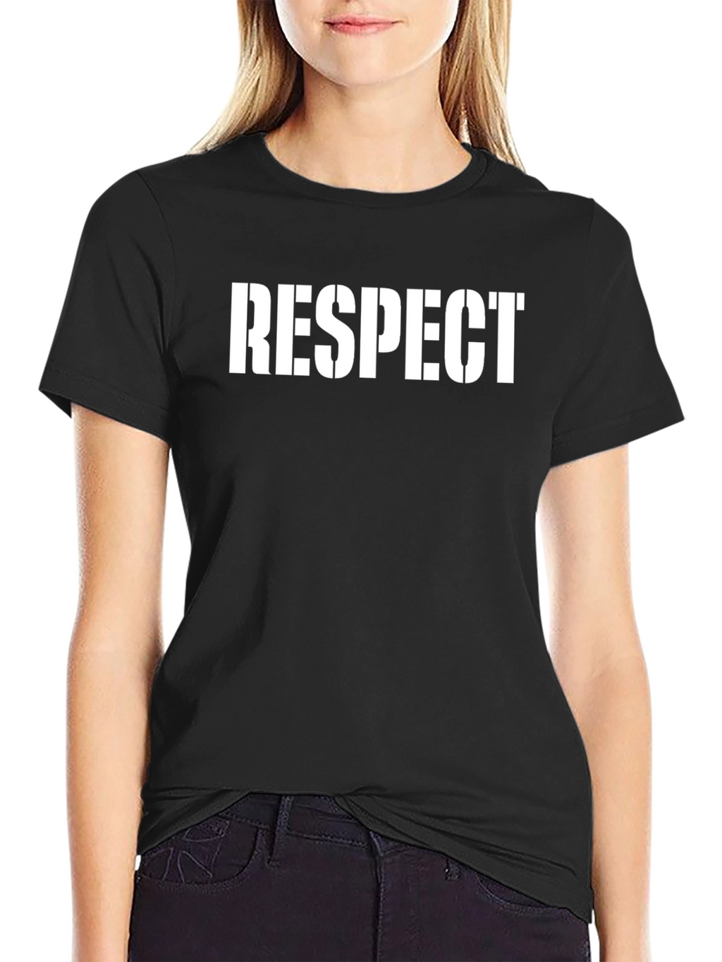 Respect Graphic Print Black T-Shirt