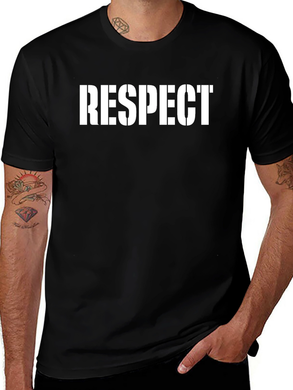 Respect Graphic Print Black T-Shirt