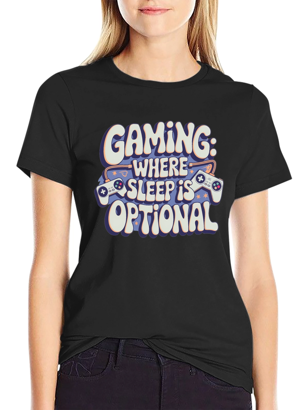 Gaming: Where Sleep Is Optional Black T-Shirt